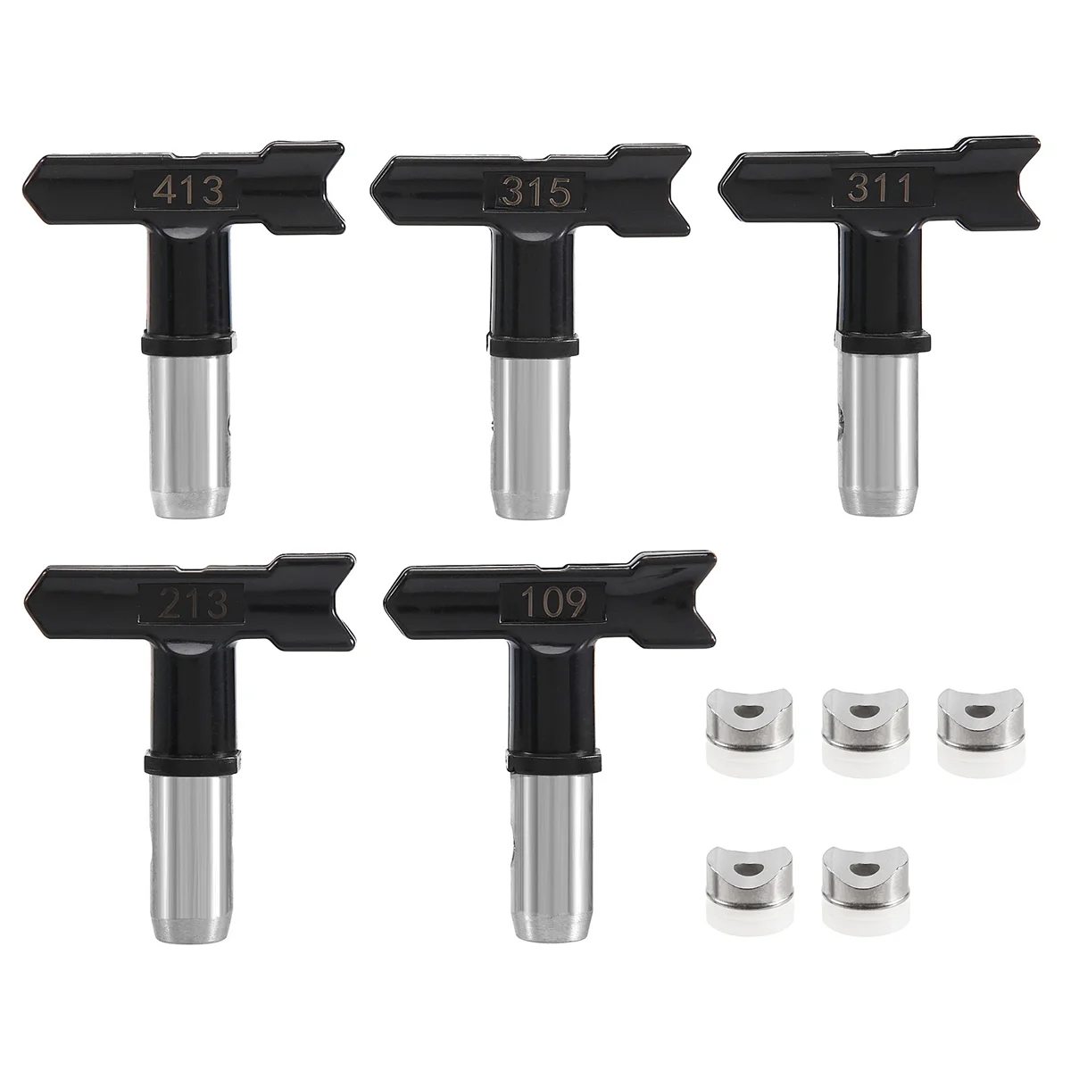 Hot New 5 Pieces Spray Tips Reversible Spray Tip Airless Spray Nozzles for Airless Spraying Machine (109, 213, 311, 315, 413)
Hot New 5 Pieces Spray Tips Reversible Spray Tip Airless Spray Nozzles for Airless Spraying Machine (109, 213, 311, 315, 413)