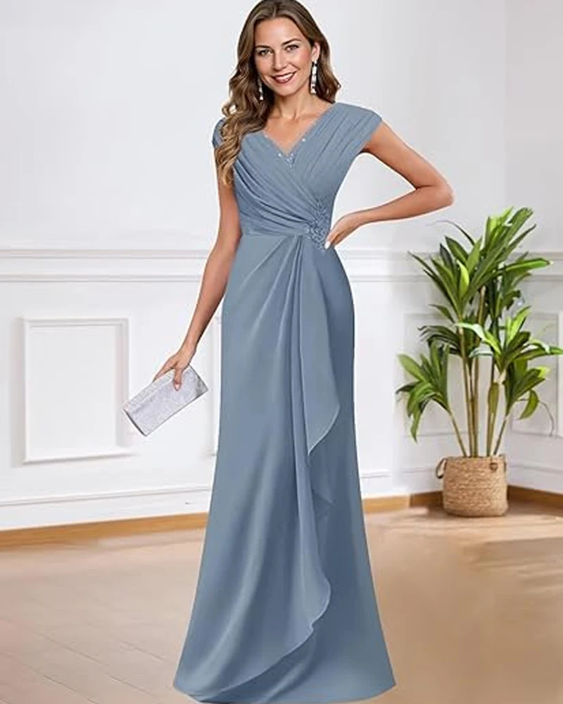 Индивидуальный пошив: Длинное вечернее платье из шифона с рукавами-крылышками, V-образным вырезом, плиссированное, фасон «русалка», для матери невесты, для свадебных торжеств и вечеринок
Индивидуальный пошив: Длинное вечернее платье из шифона с рукавами-крылышками, V-образным вырезом, плиссированное, фасон «русалка», для матери невесты, для свадебных торжеств и вечеринок