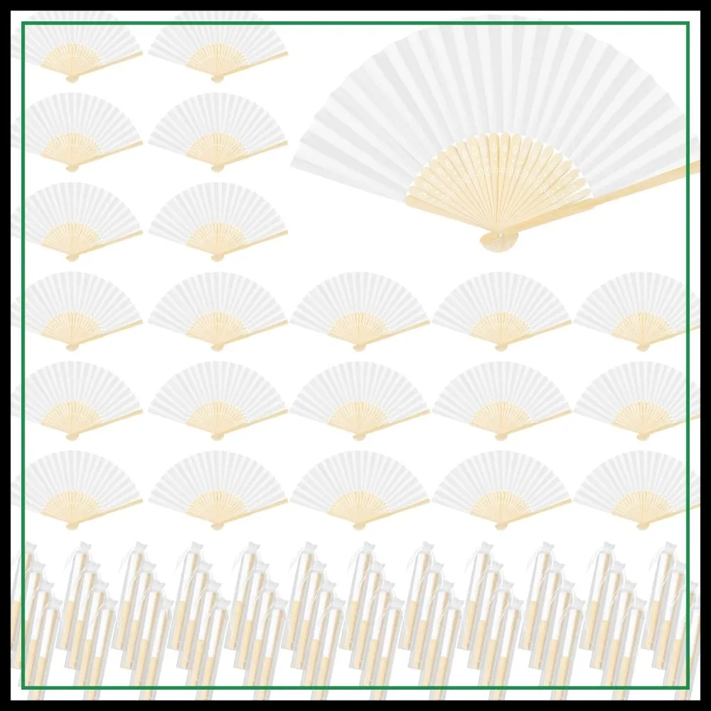 72 Pieces White Folding Fans with Organza Bags, DIY Paper Hand Fans for Wedding Decorations
72 Pieces White Folding Fans with Organza Bags, DIY Paper Hand Fans for Wedding Decorations