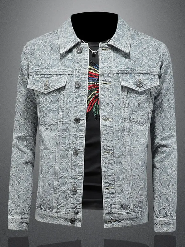 Casual Light Blue Denim Jaet Men's Spring Autumn New American Trend Brand Embroidery Outerwear Stand Fit Long Sve Coat
Casual Light Blue Denim Jaet Men's Spring Autumn New American Trend Brand Embroidery Outerwear Stand Fit Long Sve Coat