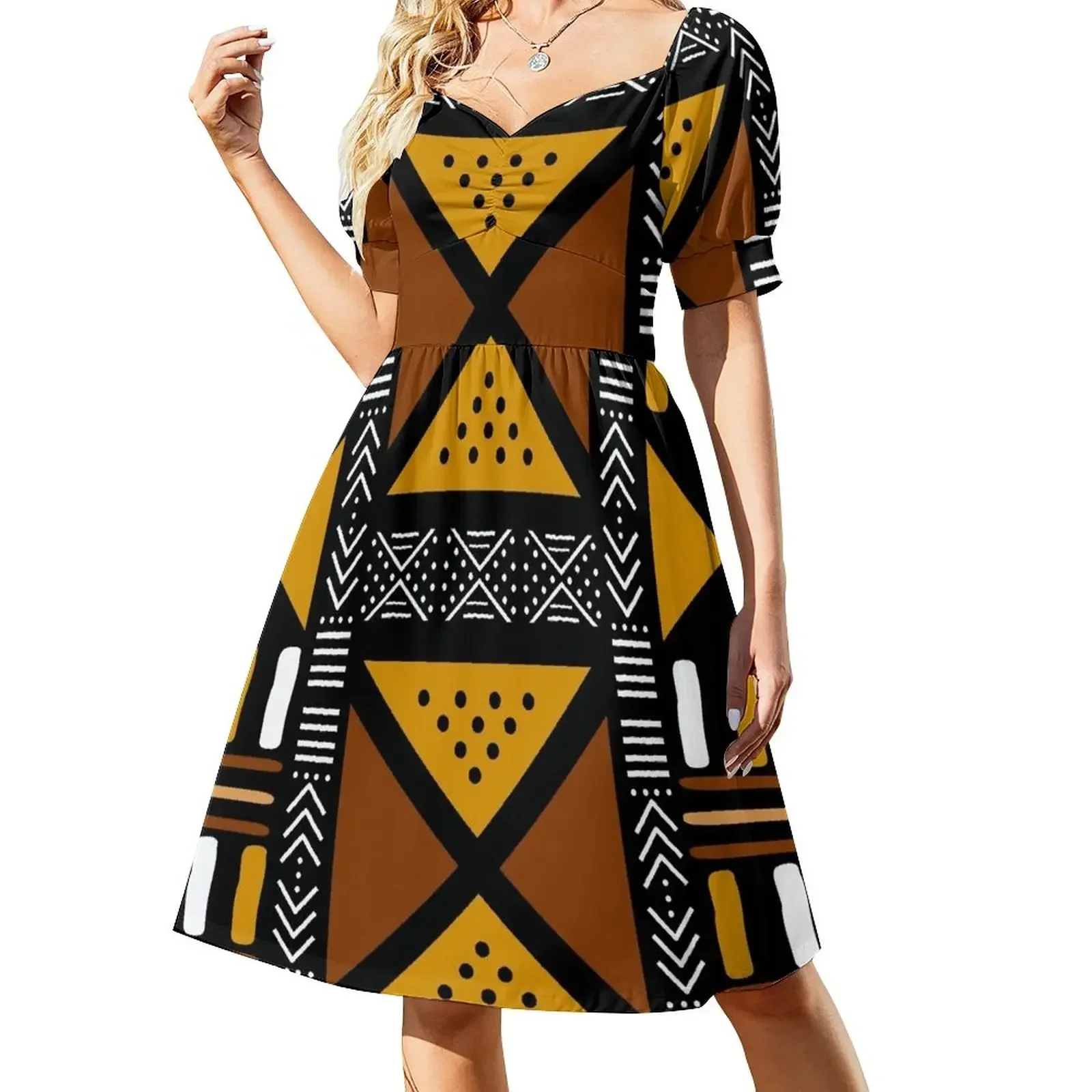 African Bogolan Mud Cloth Short-Sleeved Dress dress birthday dress summer 2025 women
African Bogolan Mud Cloth Short-Sleeved Dress dress birthday dress summer 2025 women
