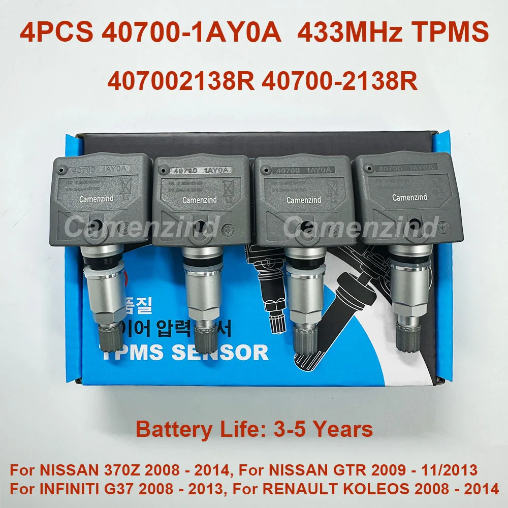 4Pcs 40700-1AY0A 407001AY0A TPMS Tire Pressure Sensor 433MHZ For Nissan Infiniti Renault 407002138R 407001AYOA 40700-2138R
4Pcs 40700-1AY0A 407001AY0A TPMS Tire Pressure Sensor 433MHZ For Nissan Infiniti Renault 407002138R 407001AYOA 40700-2138R