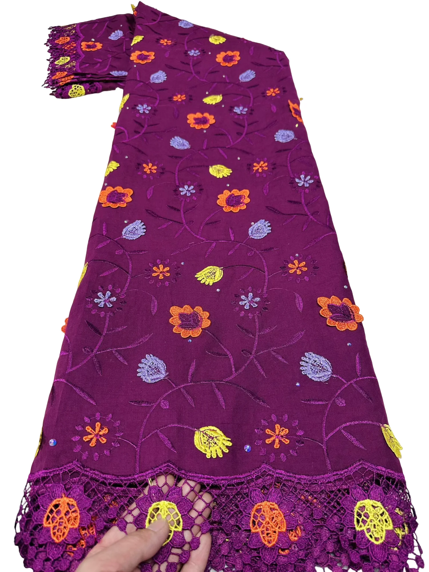 Fashion Swiss Voile Lace In Switzerland With 3D Flower Applique Stones 2026 Quality Water Soluble Lace Fabric For Wedding Dress
Fashion Swiss Voile Lace In Switzerland With 3D Flower Applique Stones 2026 Quality Water Soluble Lace Fabric For Wedding Dress