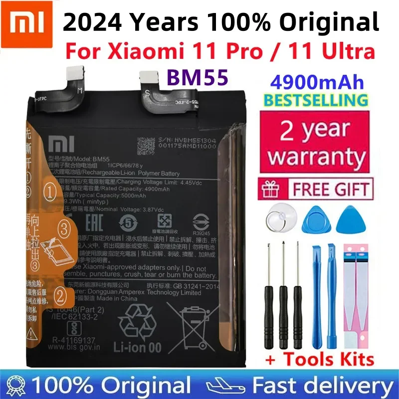 100% Original High Quality 5000mAh BM55 Battery For Xiaomi Mi 11 pro 11pro 11 Ultra BM55 Battery + Free Tools
100% Original High Quality 5000mAh BM55 Battery For Xiaomi Mi 11 pro 11pro 11 Ultra BM55 Battery + Free Tools