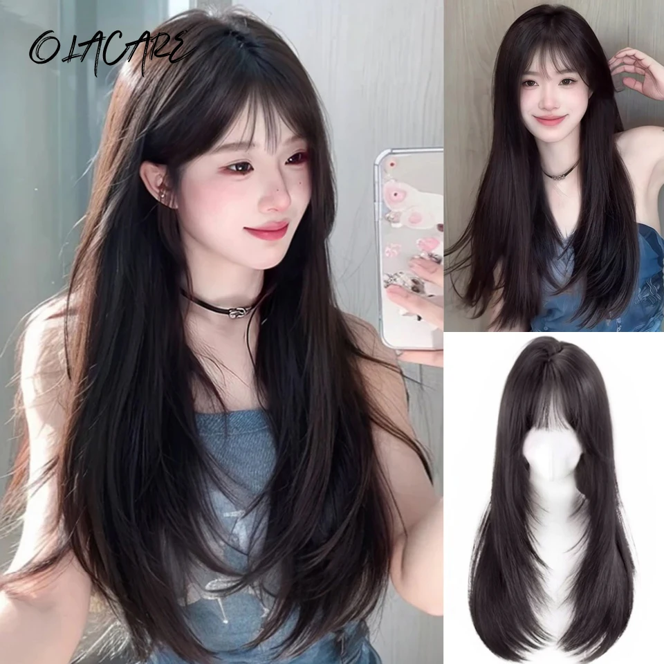 LM Long Silky Straight Synthetic Wigs with Bangs Brown Black Cosplay Party Lolita Hair Wigs for Women Natural Heat Resistant Wig 
LM Long Silky Straight Synthetic Wigs with Bangs Brown Black Cosplay Party Lolita Hair Wigs for Women Natural Heat Resistant Wig