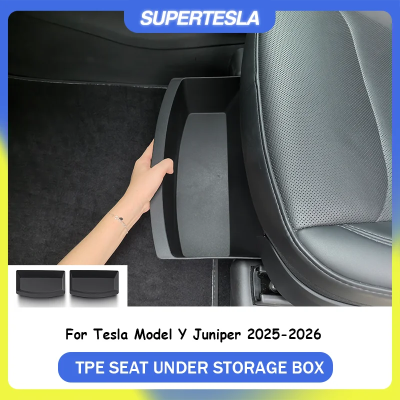 Under Seat Hidden Drawer Storage Box For Tesla Model Y Juniper 2025-2026 2Pcs TPE Interior Organizer Tray Car Accessories
Under Seat Hidden Drawer Storage Box For Tesla Model Y Juniper 2025-2026 2Pcs TPE Interior Organizer Tray Car Accessories