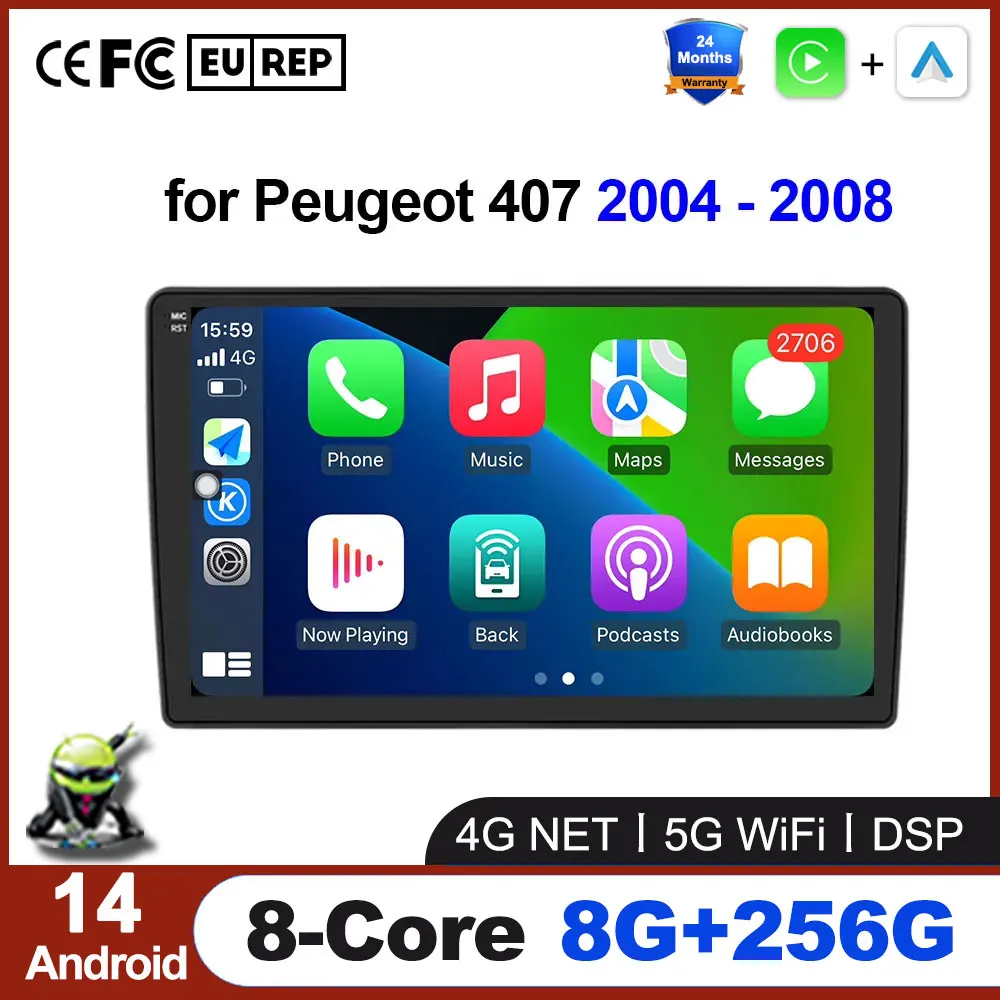 Android 14 для Peugeot 407 2004 - 2008 Авторадио мультимедийный 2 Din радио Carplay автомобильный стерео GPS навигатор головное устройство авто WIFI
Android 14 для Peugeot 407 2004 - 2008 Авторадио мультимедийный 2 Din радио Carplay автомобильный стерео GPS навигатор головное устройство авто WIFI