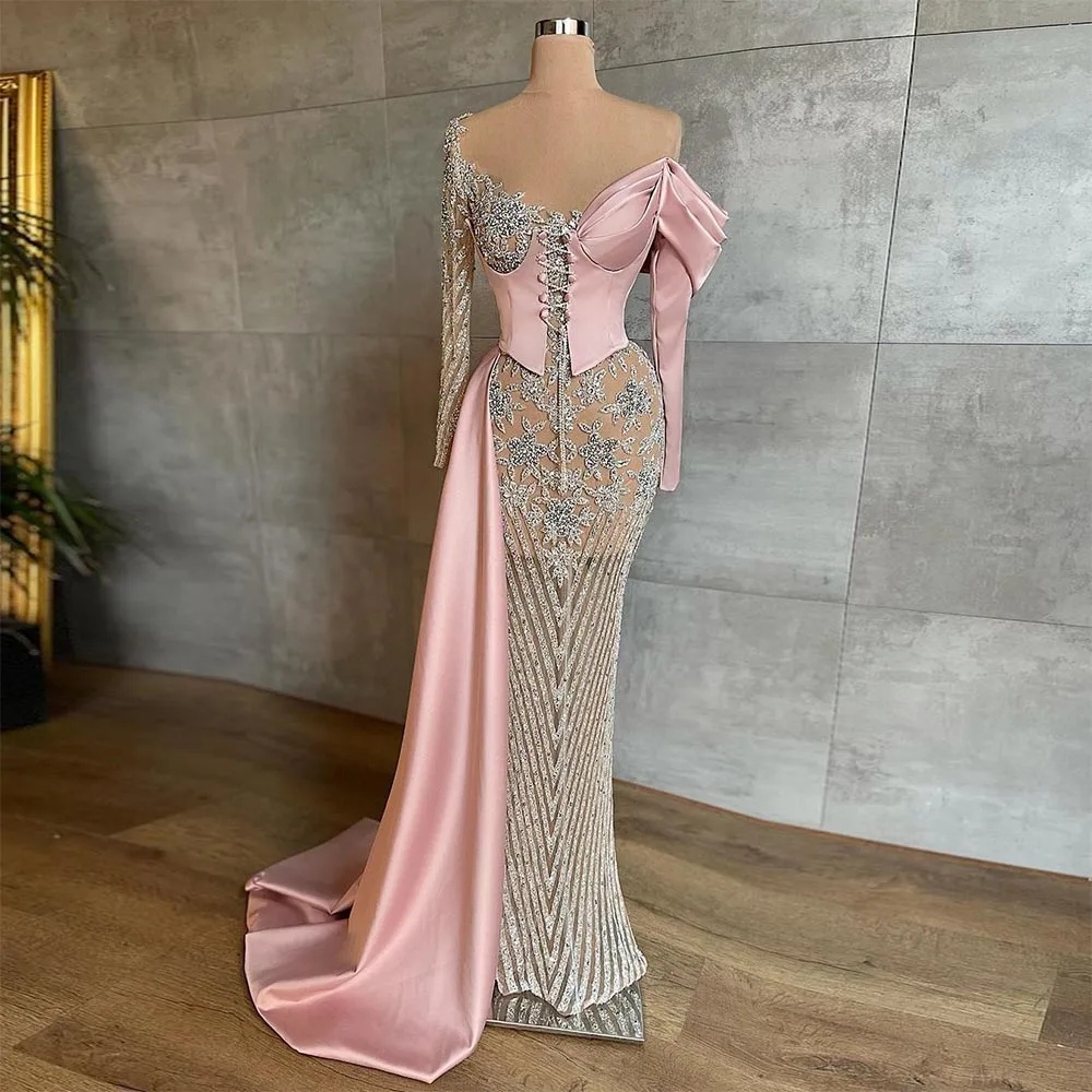 2023 New Exquisite Crystal Beading Sequined Satin Mermaid Evening Dresses Long Sleeves Dubai Women Prom Formal Party Gowns
2023 New Exquisite Crystal Beading Sequined Satin Mermaid Evening Dresses Long Sleeves Dubai Women Prom Formal Party Gowns