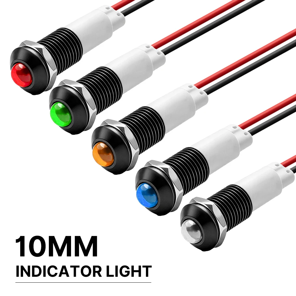 FILN 10/25PCS 10mm IP67 Waterproof Metal LED Indicator Light 12-24V for Motor Engine Generator Industrial Power Equipment Status
FILN 10/25PCS 10mm IP67 Waterproof Metal LED Indicator Light 12-24V for Motor Engine Generator Industrial Power Equipment Status