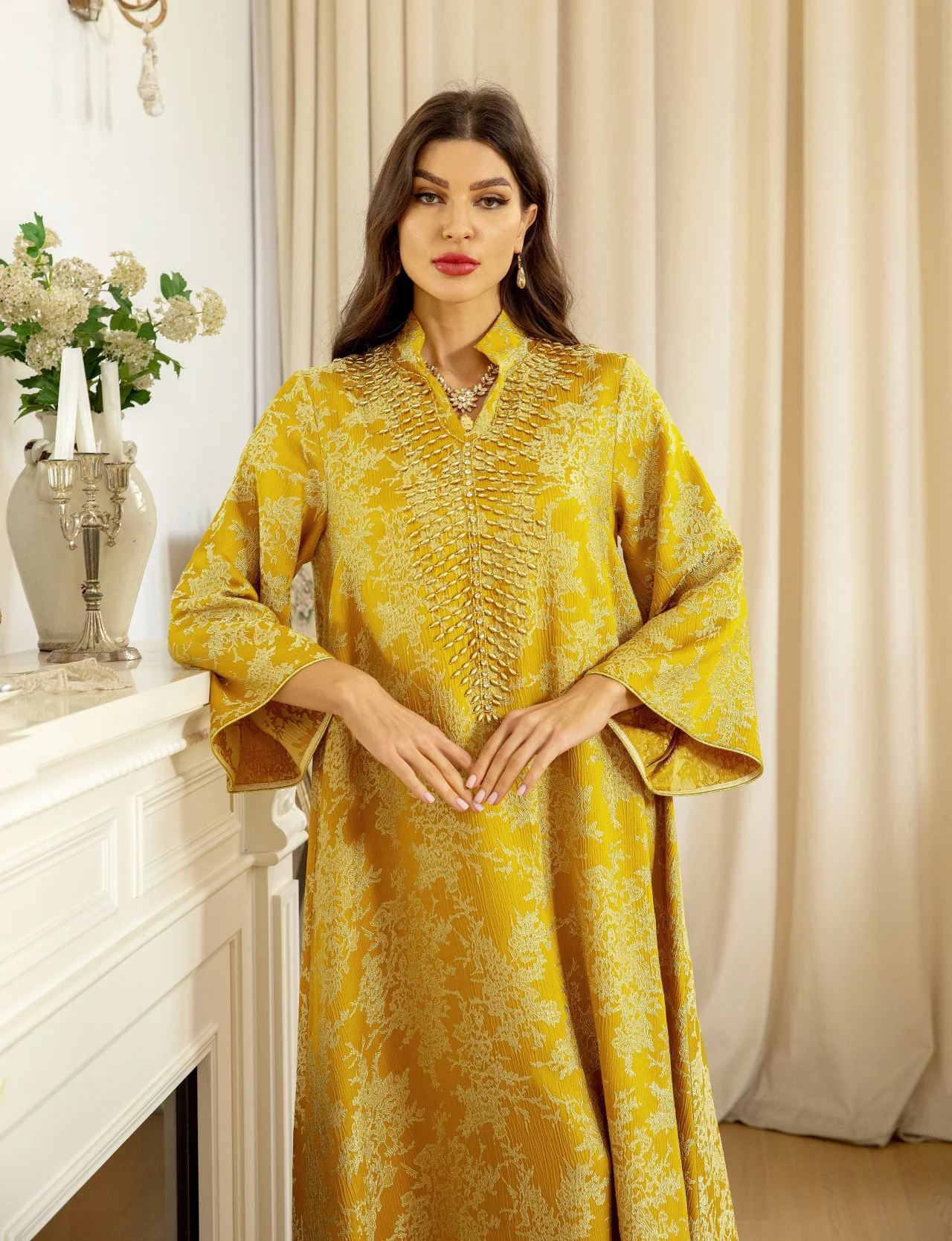 Muslim Ramadan Eid Embroidery Beading Casual Abaya For Women Jalabiya Long Sleeve Evening Gown Long Dress Kaftan Dubai Abayas
Muslim Ramadan Eid Embroidery Beading Casual Abaya For Women Jalabiya Long Sleeve Evening Gown Long Dress Kaftan Dubai Abayas