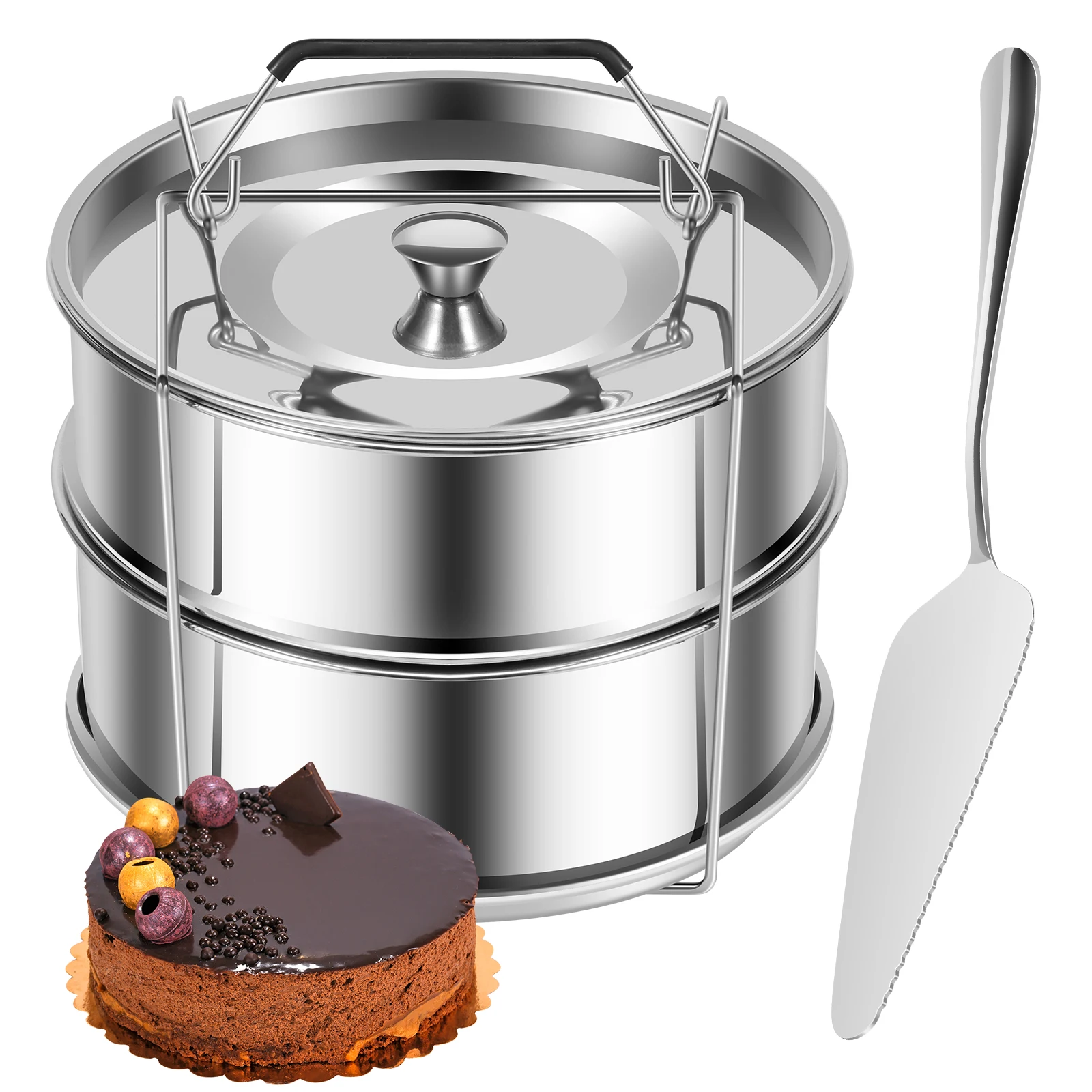 2-Tiers Stainless Steel Steamer Large-Capacity Steamer Insert Pans Versatile Pot-in-Pot Baking Pan with Lids Food-Grade
2-Tiers Stainless Steel Steamer Large-Capacity Steamer Insert Pans Versatile Pot-in-Pot Baking Pan with Lids Food-Grade
