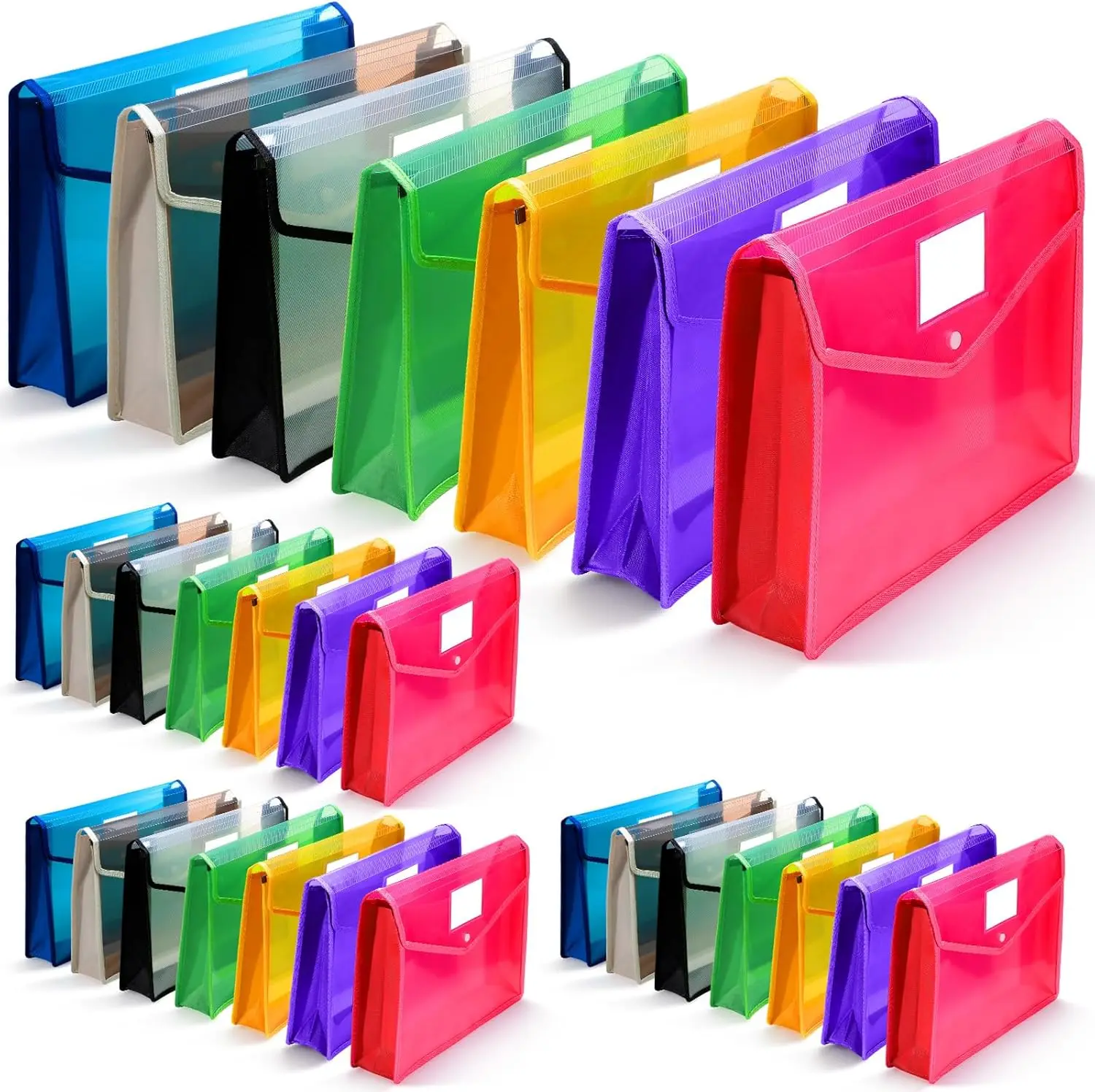36 Pack Expanding File Folders Waterproof Transparent Document Organizer with Snap Closure for School Office
36 Pack Expanding File Folders Waterproof Transparent Document Organizer with Snap Closure for School Office