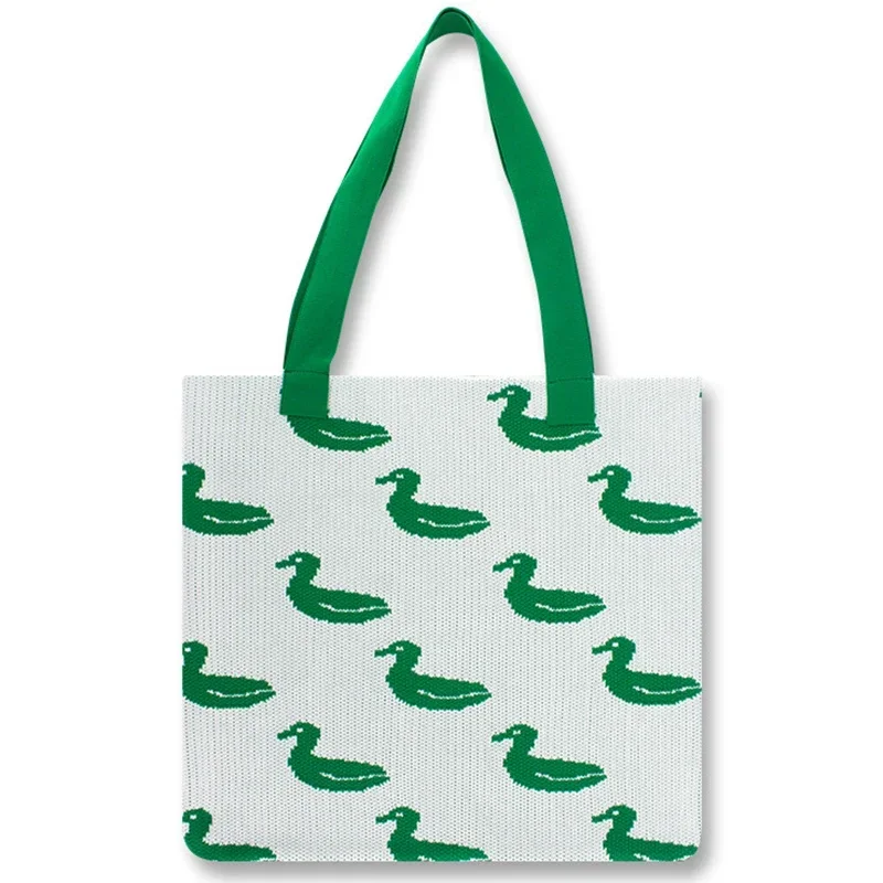 Female Vintage Cute Duck Pattern Knitted Top-handle Tote Bag Women Fashion Casual Leisure Woven Big Capacity Everyday Handbag
Female Vintage Cute Duck Pattern Knitted Top-handle Tote Bag Women Fashion Casual Leisure Woven Big Capacity Everyday Handbag