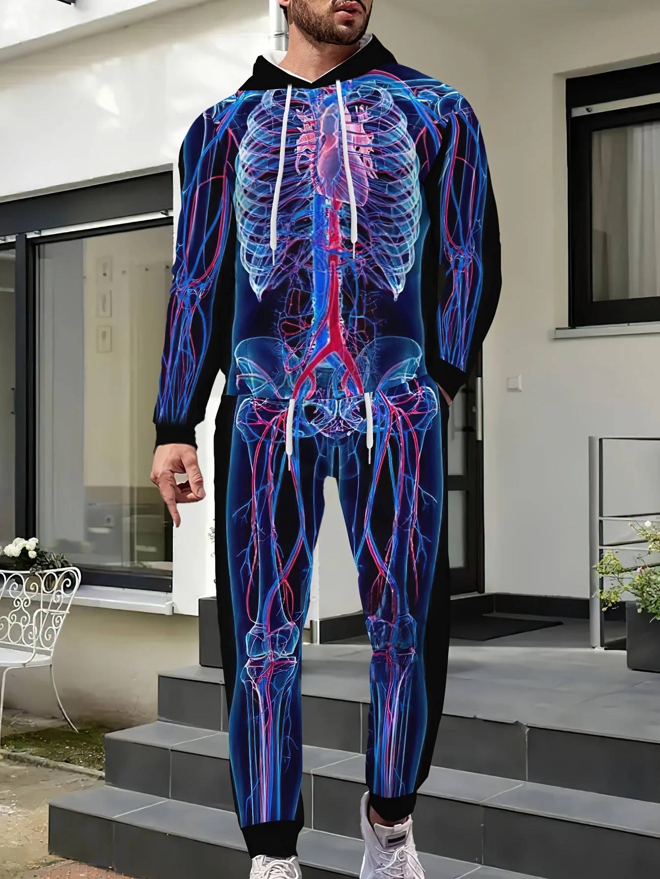 Men Fleece Lined Human Vascular Skeleton Print Tracksuit 2Pcs Hoodie Jogger Pants Warm Thick Winter Funny Streetwear Outfit Set
Men Fleece Lined Human Vascular Skeleton Print Tracksuit 2Pcs Hoodie Jogger Pants Warm Thick Winter Funny Streetwear Outfit Set