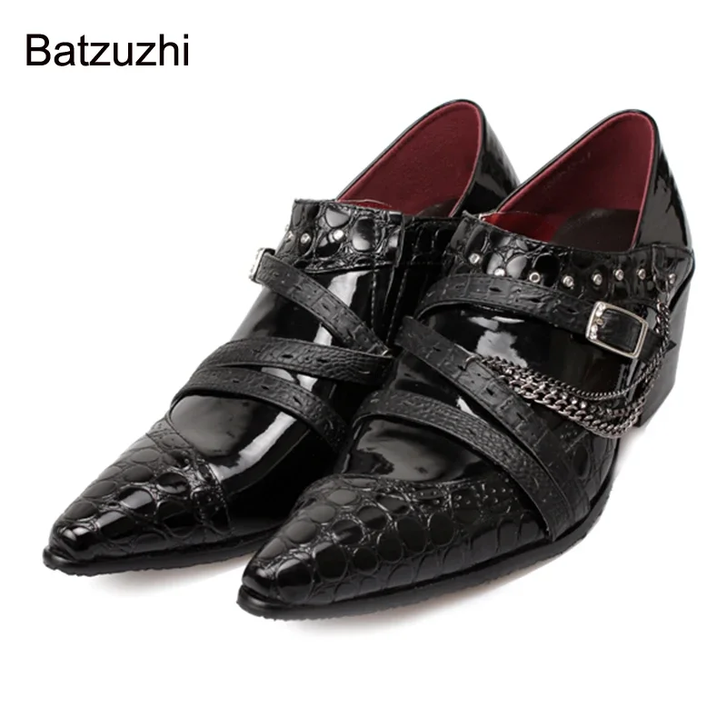 Batzuzhi Japanese Type Men's Shoes 6.5cm High Heels Black Leather Dress Shoes Men for Business/Party/Wedding Shoes with Chians
Batzuzhi Japanese Type Men's Shoes 6.5cm High Heels Black Leather Dress Shoes Men for Business/Party/Wedding Shoes with Chians