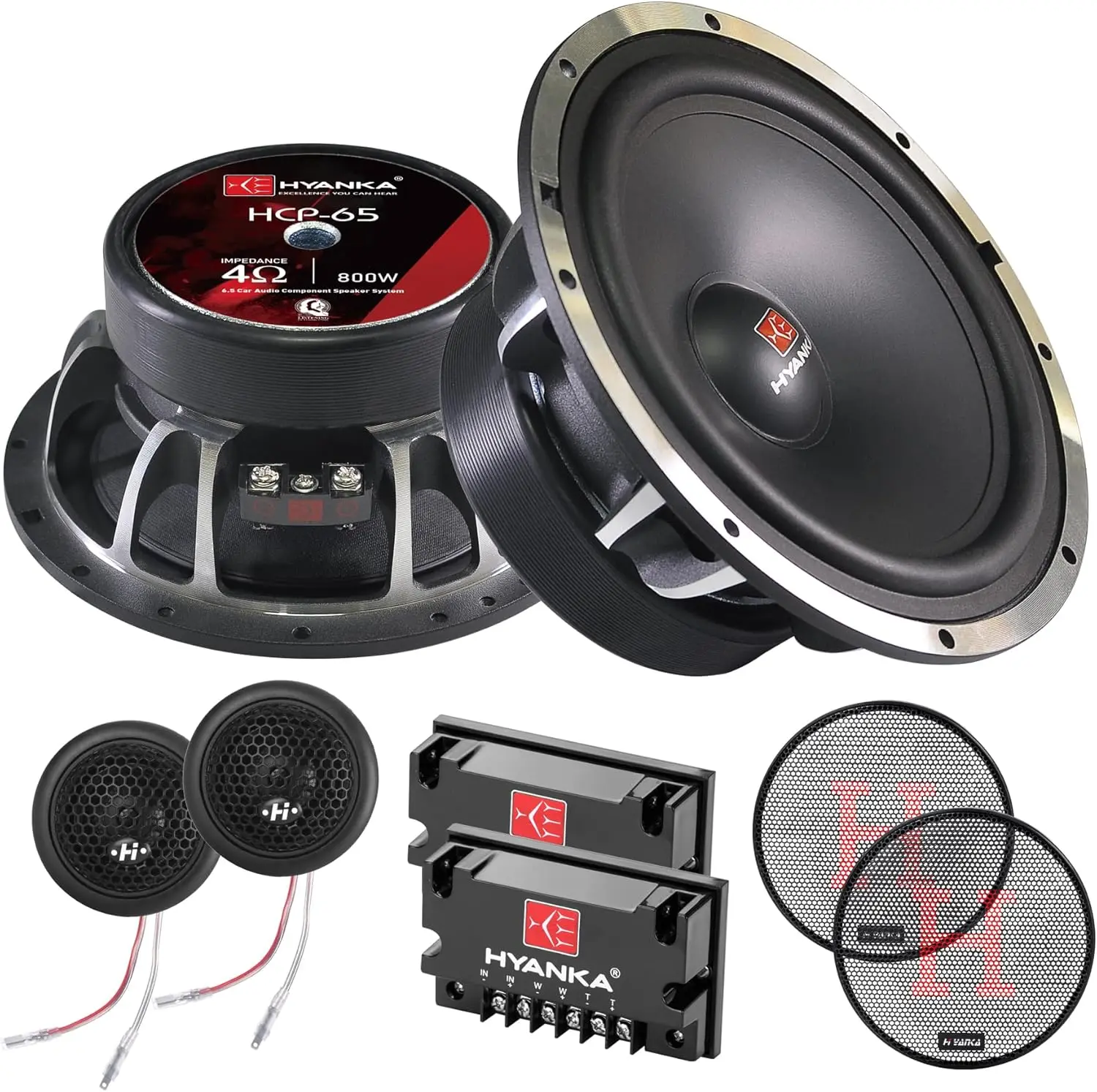 6.5" 800W Component Car Speakers - 2-Way Audio System with Woofers, Tweeters & Crossovers for Clear Sound
6.5" 800W Component Car Speakers - 2-Way Audio System with Woofers, Tweeters & Crossovers for Clear Sound