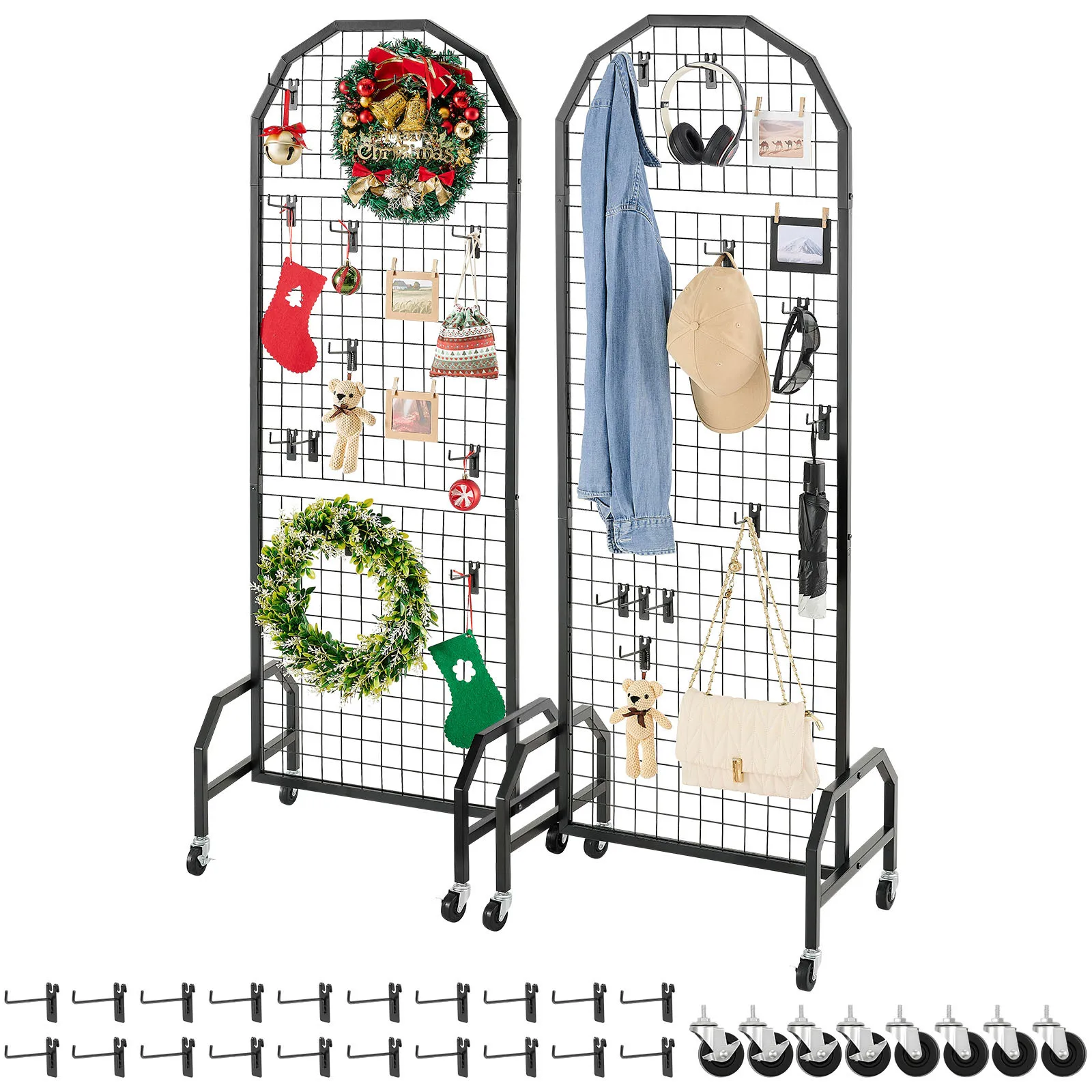 2 Pack Grid Wall Panel 1.9 x 5.4 ft Wire Display Rack with Wheels & Hooks
2 Pack Grid Wall Panel 1.9 x 5.4 ft Wire Display Rack with Wheels & Hooks