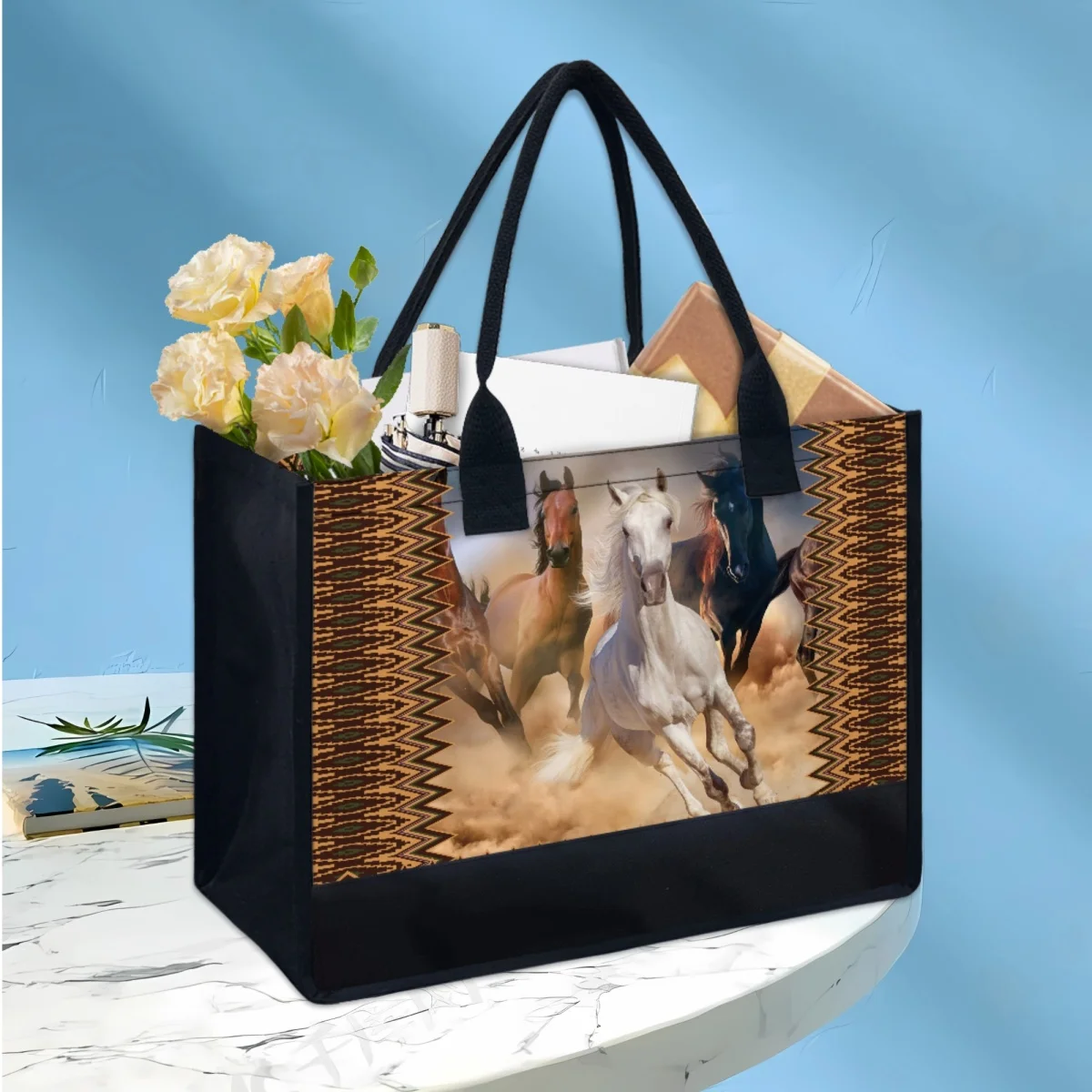 Vintage 3D Tribal Horse Luxury Designer Tote Bags Animal Lover Gift Fashion Portable Large Capacity Shopping Bags Handbags 2023
Vintage 3D Tribal Horse Luxury Designer Tote Bags Animal Lover Gift Fashion Portable Large Capacity Shopping Bags Handbags 2023