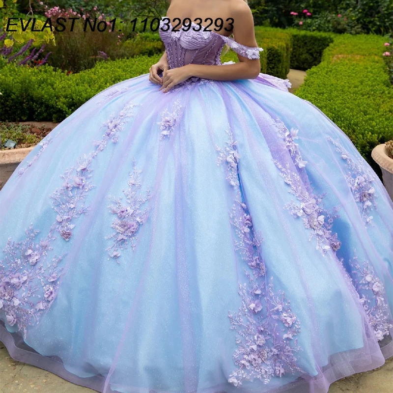 EVLAST Customized Shiny Lavender Ball Gown Quinceanera Dress 3D Floral Applique Beading Bow Sweet 16 Vestidos De 15 Anos E1Q592
EVLAST Customized Shiny Lavender Ball Gown Quinceanera Dress 3D Floral Applique Beading Bow Sweet 16 Vestidos De 15 Anos E1Q592