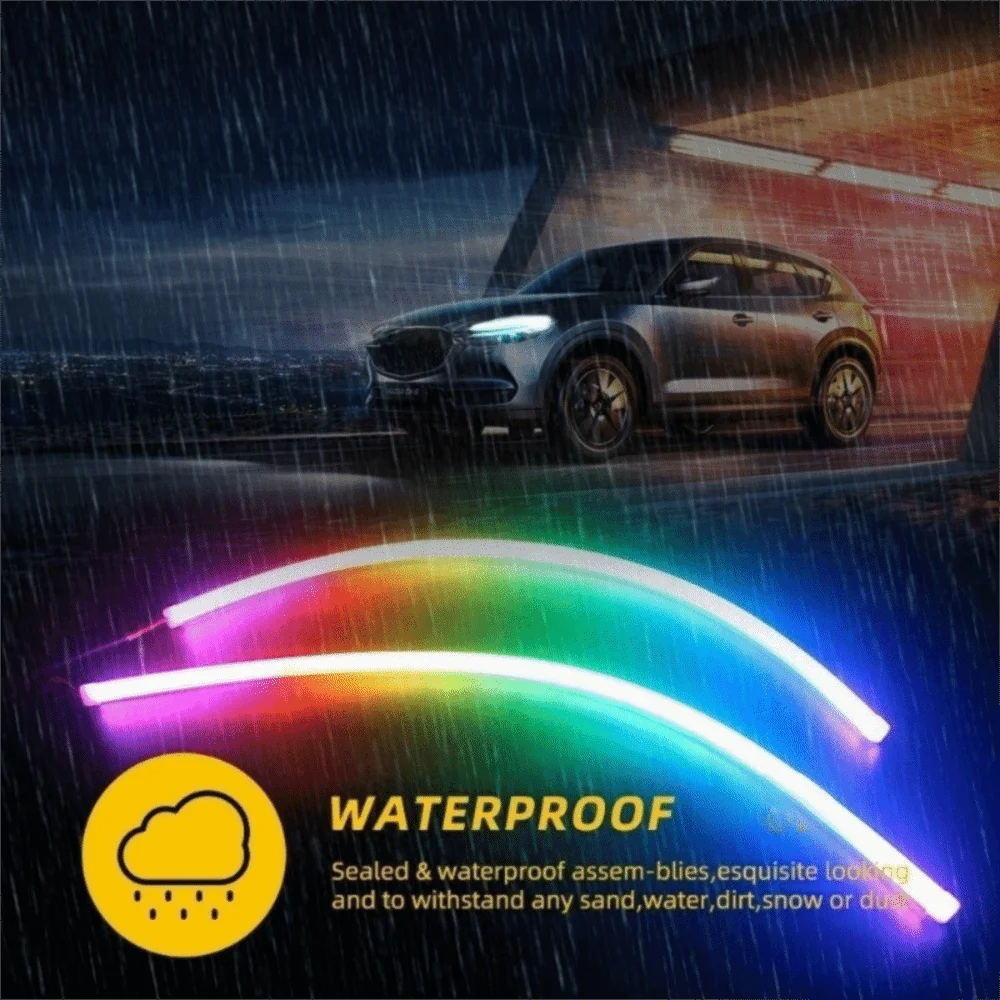 Durable 30/45/60cm RGB LED DRL Flexible APP Control LED Headlight Strips Full Color DRL Car LED Light Car Accessories
Durable 30/45/60cm RGB LED DRL Flexible APP Control LED Headlight Strips Full Color DRL Car LED Light Car Accessories