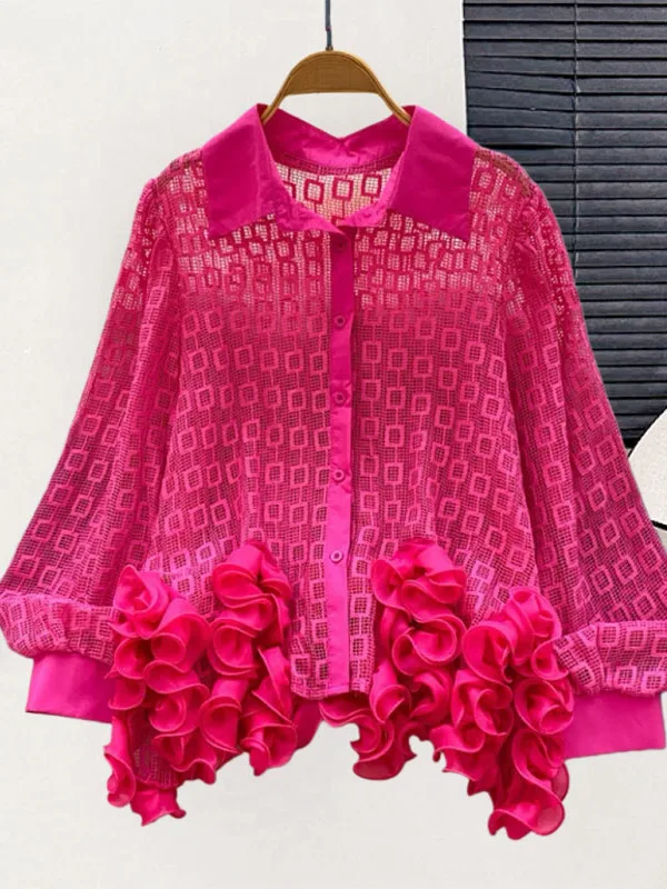 Spring 2026 Korean Sle Loose Fit Embroidered Ruffle Hem Splice irt Women's Faion Slimming Pure Color Long Sve irt
Spring 2026 Korean Sle Loose Fit Embroidered Ruffle Hem Splice irt Women's Faion Slimming Pure Color Long Sve irt