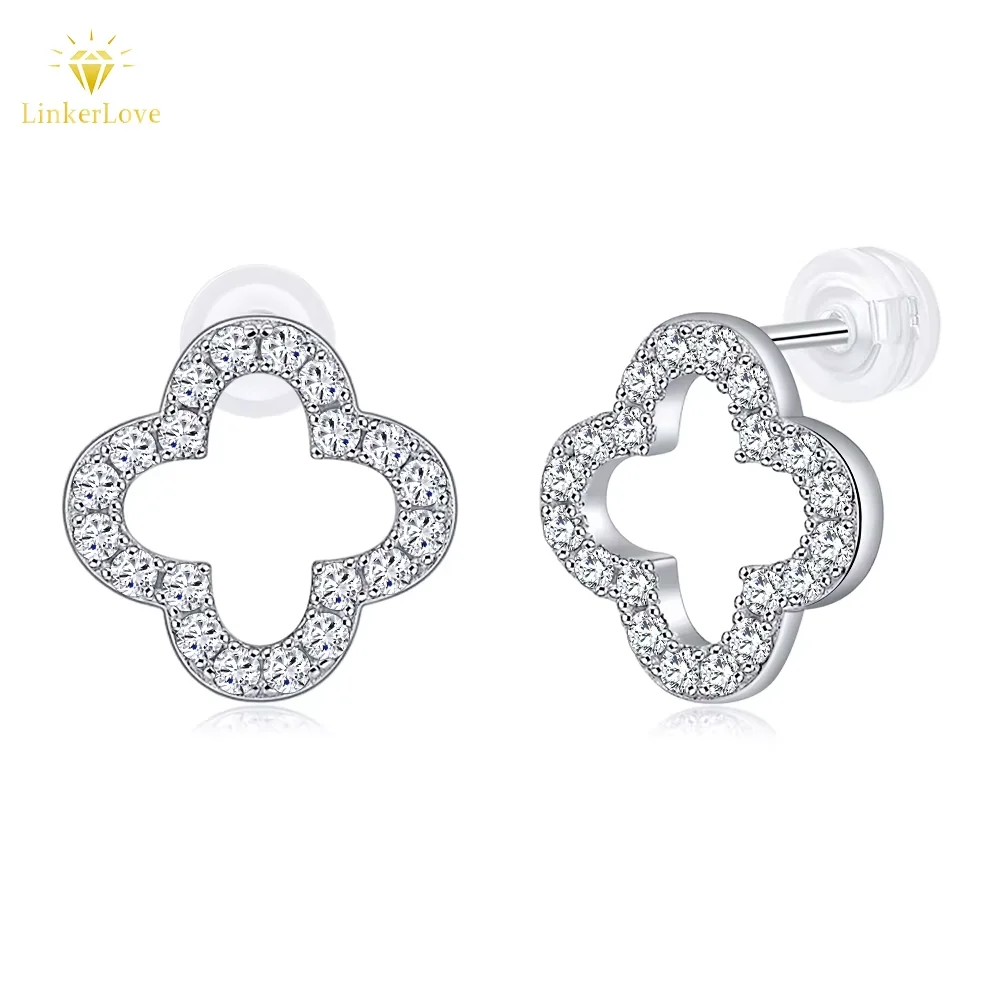 LinkerLove Moissanite Four-leaf Clover Earrings 100% S925 Sterling Silver Stud Earrings for Women 18K Gold Plated Fine Jewelry
LinkerLove Moissanite Four-leaf Clover Earrings 100% S925 Sterling Silver Stud Earrings for Women 18K Gold Plated Fine Jewelry