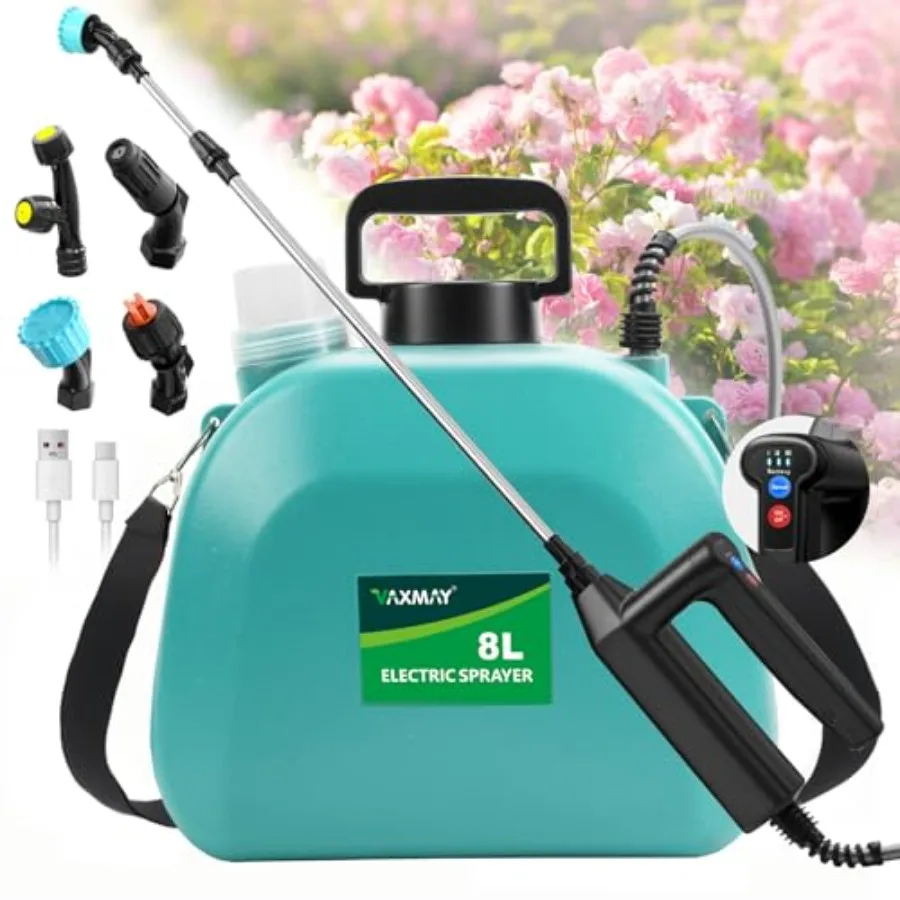 Battery Powered Sprayer 2 Gallon, 2026 Upgrade Electric Sprayer with 3 Adjustable Speed, Battery Indicator, 4 Mist Nozzles, Rec
Battery Powered Sprayer 2 Gallon, 2026 Upgrade Electric Sprayer with 3 Adjustable Speed, Battery Indicator, 4 Mist Nozzles, Rec