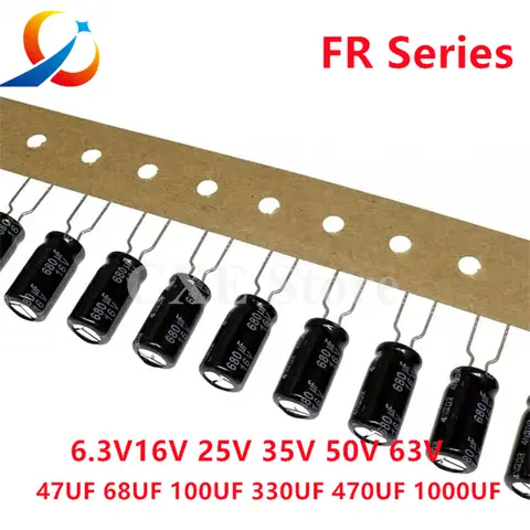 10 szt. Kondensatory elektrolityczne serii FR 10V 16V 25V 35V 50V 63V 22UF 47UF 68UF 100UF 220UF 330UF 390UF 470UF 1000UF NISKIE ESR NOWE