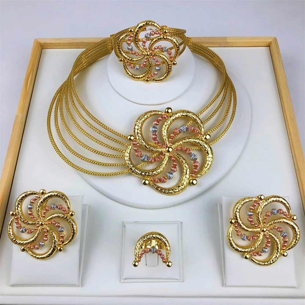 TITI High Quality Jewelry Set For Women Gold Plated Necklace Earring Bracelet And Ring Dubai Nigeria Trending Wedding Party Gift
TITI High Quality Jewelry Set For Women Gold Plated Necklace Earring Bracelet And Ring Dubai Nigeria Trending Wedding Party Gift