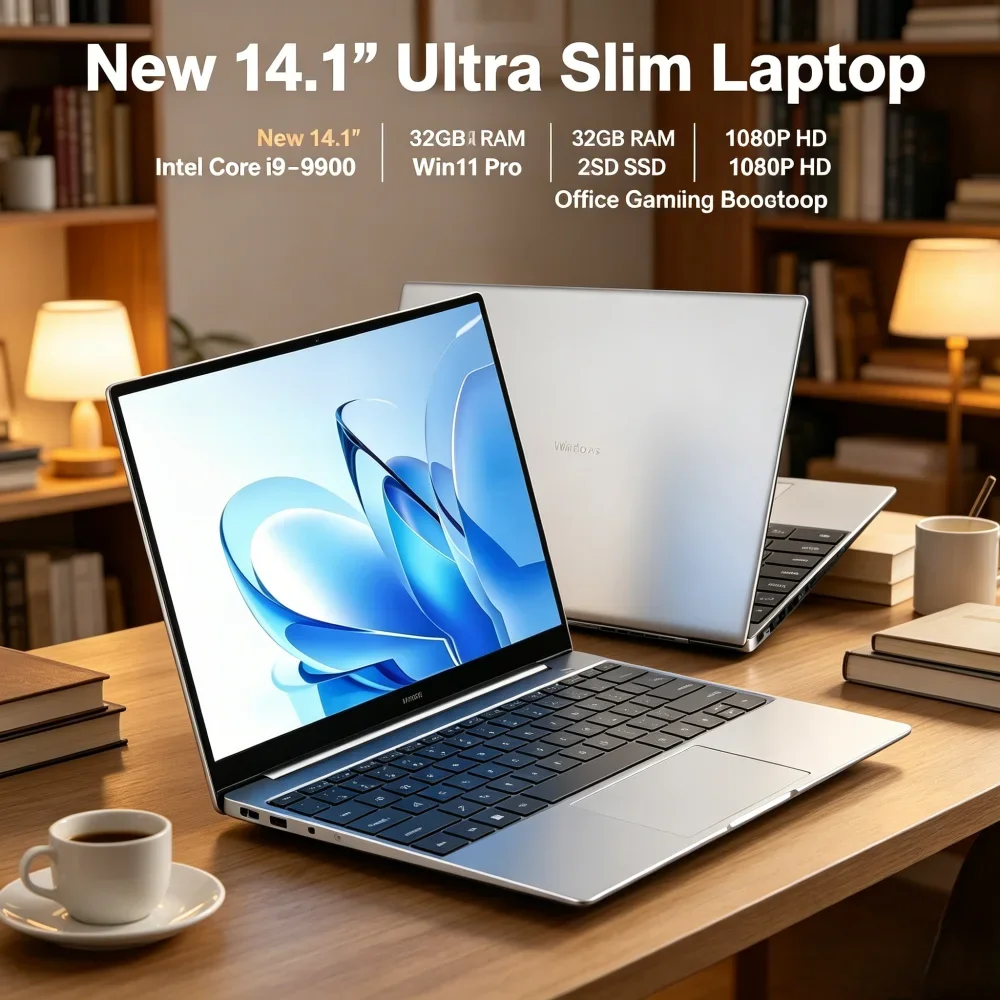 2026 New 14.1" Slim Laptop Intel Core i9-9900 Win11 Pro 32GB RAM 2TB SSD 1080P FHD Office Gaming Laptop
2026 New 14.1" Slim Laptop Intel Core i9-9900 Win11 Pro 32GB RAM 2TB SSD 1080P FHD Office Gaming Laptop