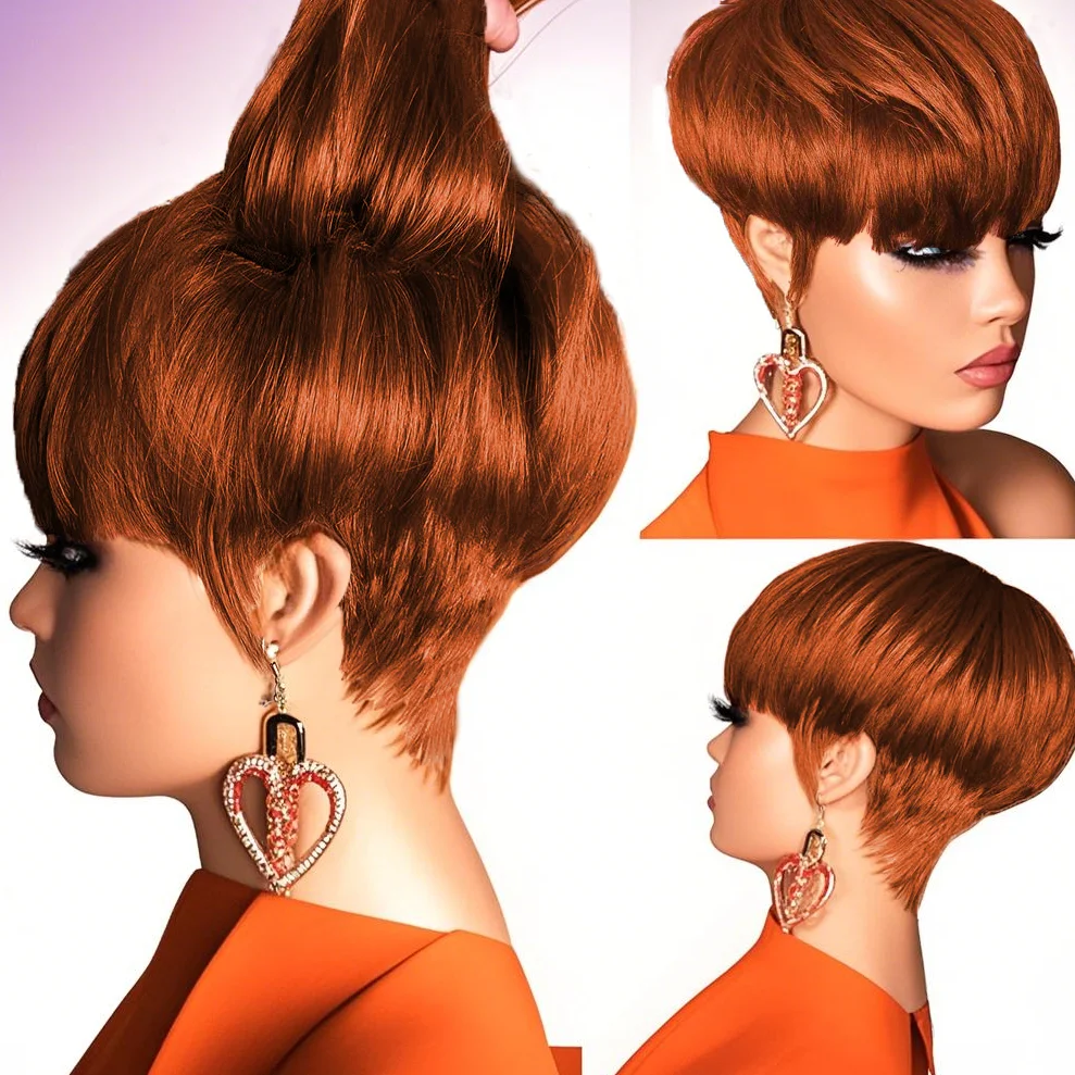 6 Inch Human Hair Pixie Cut Wig Short Wigs with Bangs Natural Straight Style & Daily Wear Ready Machine Made Wigs for Women
6 Inch Human Hair Pixie Cut Wig Short Wigs with Bangs Natural Straight Style & Daily Wear Ready Machine Made Wigs for Women