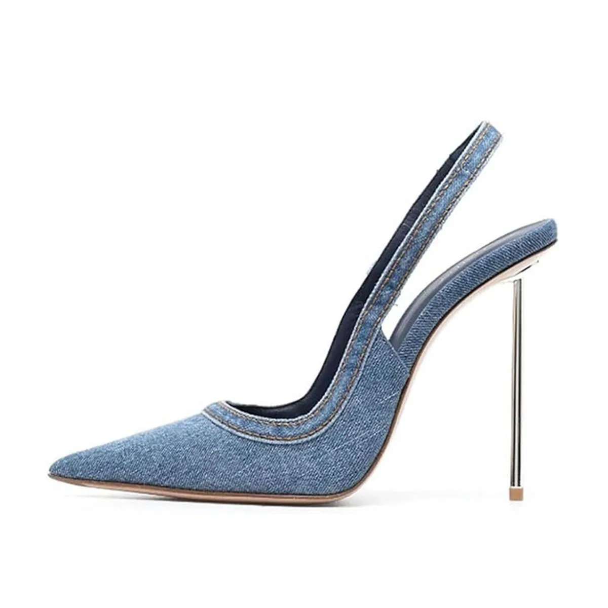 Arden Furtado Summer Blue denim Pointed-toe Super high heel Rear trip belt Closed toe sandals Shallow Metal heel Modern Sandals
Arden Furtado Summer Blue denim Pointed-toe Super high heel Rear trip belt Closed toe sandals Shallow Metal heel Modern Sandals