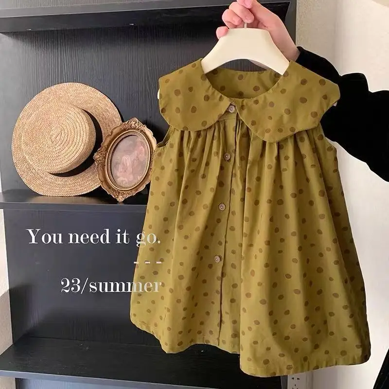 Girls' Doll Collar Polka Dot Dress Summer2025New Stylish Sleeveless Vest Dress for Kids Baby Summer Outfit
Girls' Doll Collar Polka Dot Dress Summer2025New Stylish Sleeveless Vest Dress for Kids Baby Summer Outfit