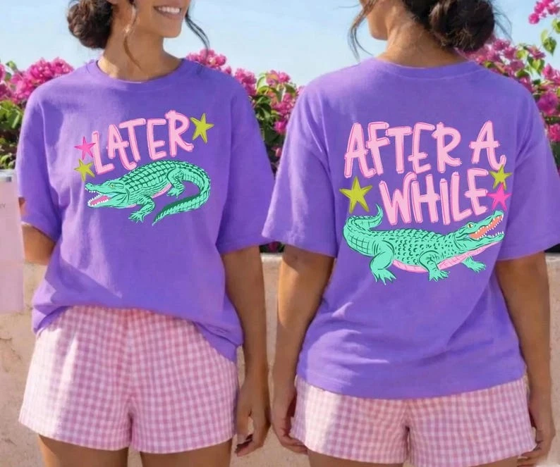 "Funny Later Gator" Women Men Trendy Graphic Short Sleeve T-shirts Vintage Y2K Tops 100% Cotton Tees
"Funny Later Gator" Women Men Trendy Graphic Short Sleeve T-shirts Vintage Y2K Tops 100% Cotton Tees