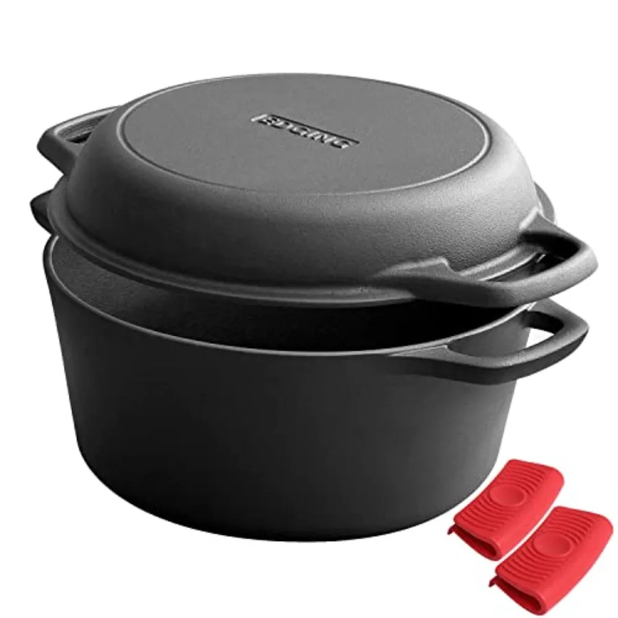2-in-1 Pre-Seasoned Cast Iron Dutch Oven Pot with Skillet Lid Cooking Pan, Cast Iron Skillet Cookware Pan Set with Dual Handles
2-in-1 Pre-Seasoned Cast Iron Dutch Oven Pot with Skillet Lid Cooking Pan, Cast Iron Skillet Cookware Pan Set with Dual Handles