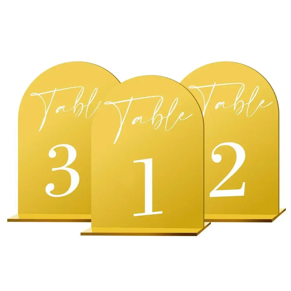 1-15 Wedding Table Number Sign with Stands Arch Acrylic Place Card Holders For Wedding Reception Centerpiece Party Decorations
1-15 Wedding Table Number Sign with Stands Arch Acrylic Place Card Holders For Wedding Reception Centerpiece Party Decorations