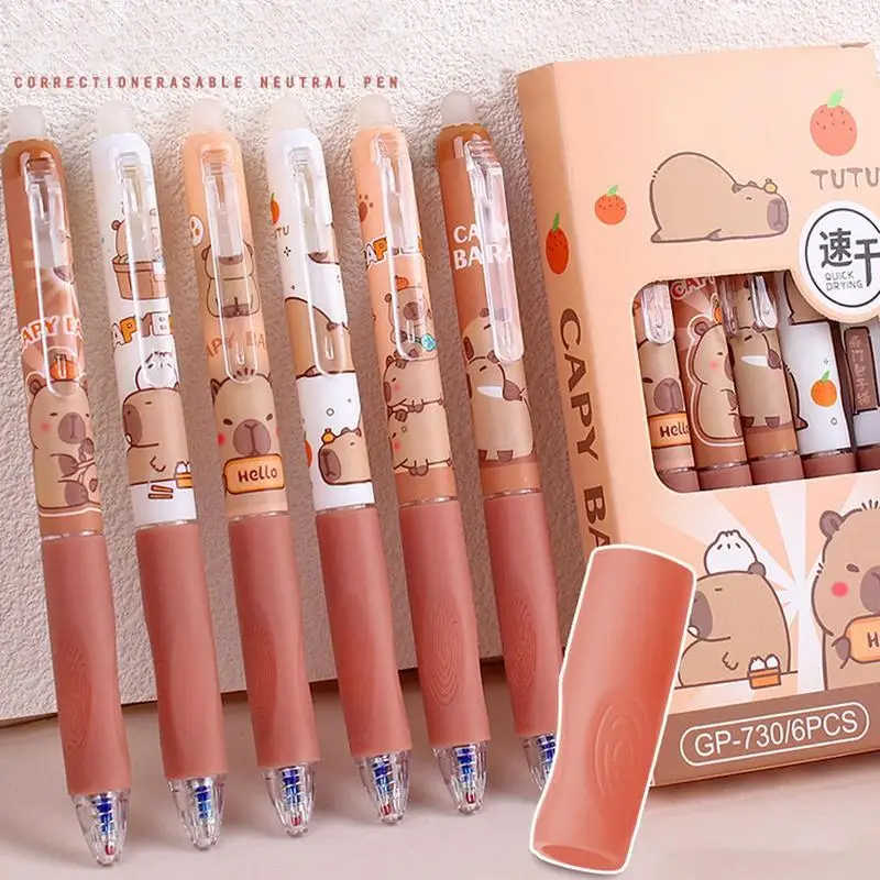 6Pcs/set Cute Capybara Gel Pen 0.5mm Black Blue Ink Quickly-Drying Press Gel Pens Aesthetic Stationery School Office Supplies
6Pcs/set Cute Capybara Gel Pen 0.5mm Black Blue Ink Quickly-Drying Press Gel Pens Aesthetic Stationery School Office Supplies