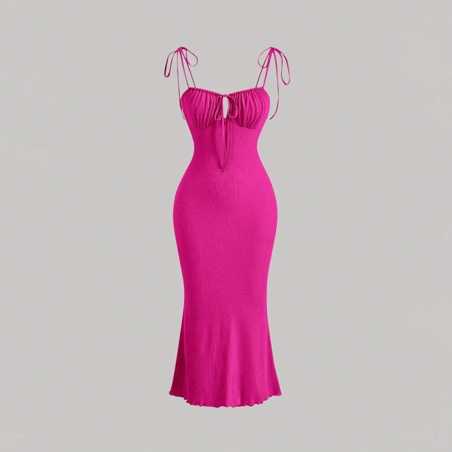 【New Arrival】Women's Hot Pink Midi Mermaid Dress, Tie-Shoulder with Keyhole Cutout, Bodycon Party & Clubwear
【New Arrival】Women's Hot Pink Midi Mermaid Dress, Tie-Shoulder with Keyhole Cutout, Bodycon Party & Clubwear