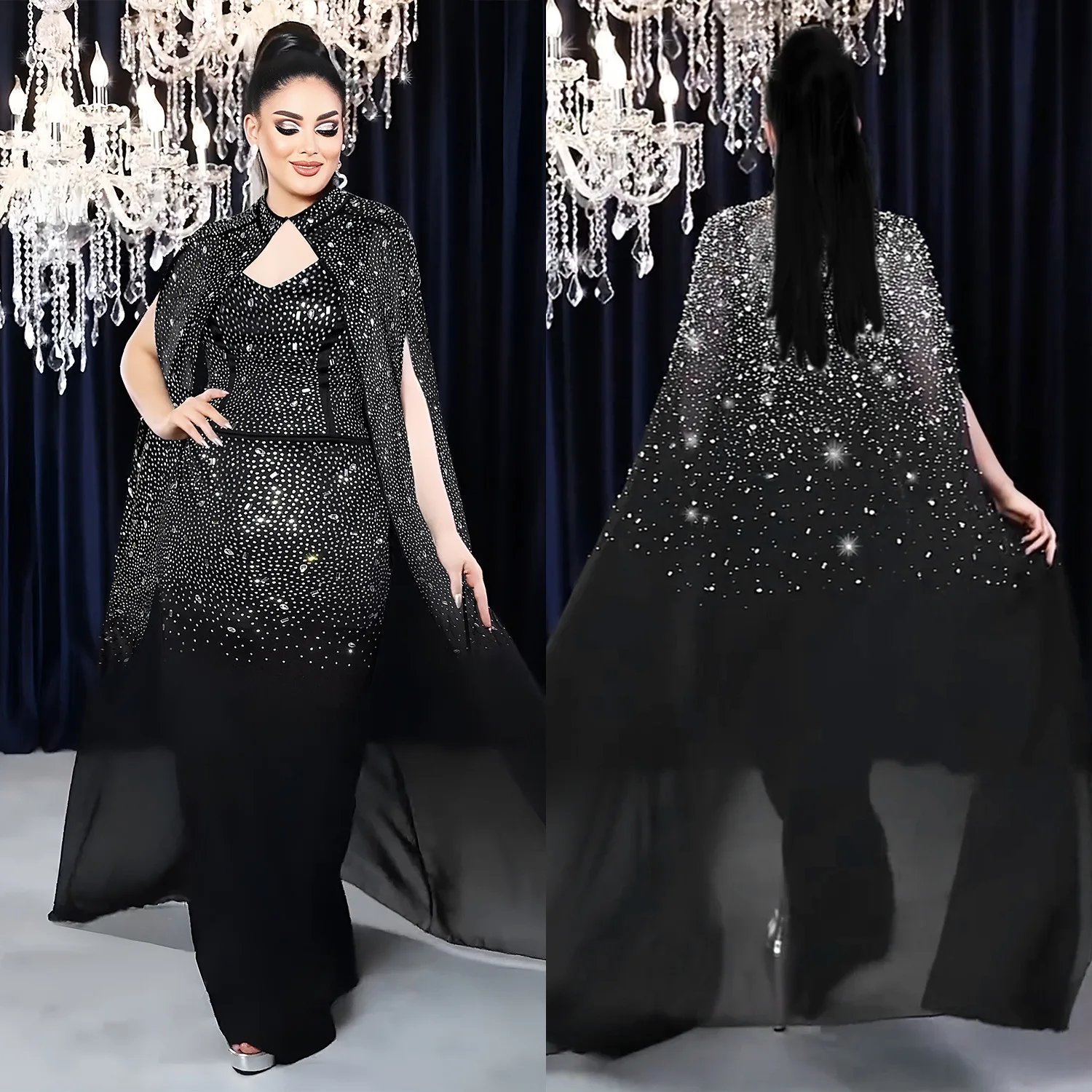 C7292 European and American fashion women's clothing sexy hot diamond hip-wrapped transparent shawl dress
C7292 European and American fashion women's clothing sexy hot diamond hip-wrapped transparent shawl dress
