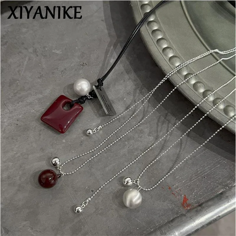 XIYANIKE Minimalist Brushed Ball Wine Red Block Adjustable Long Chain Necklaces For Women Fashion New Jewelry Gift колье
XIYANIKE Minimalist Brushed Ball Wine Red Block Adjustable Long Chain Necklaces For Women Fashion New Jewelry Gift колье