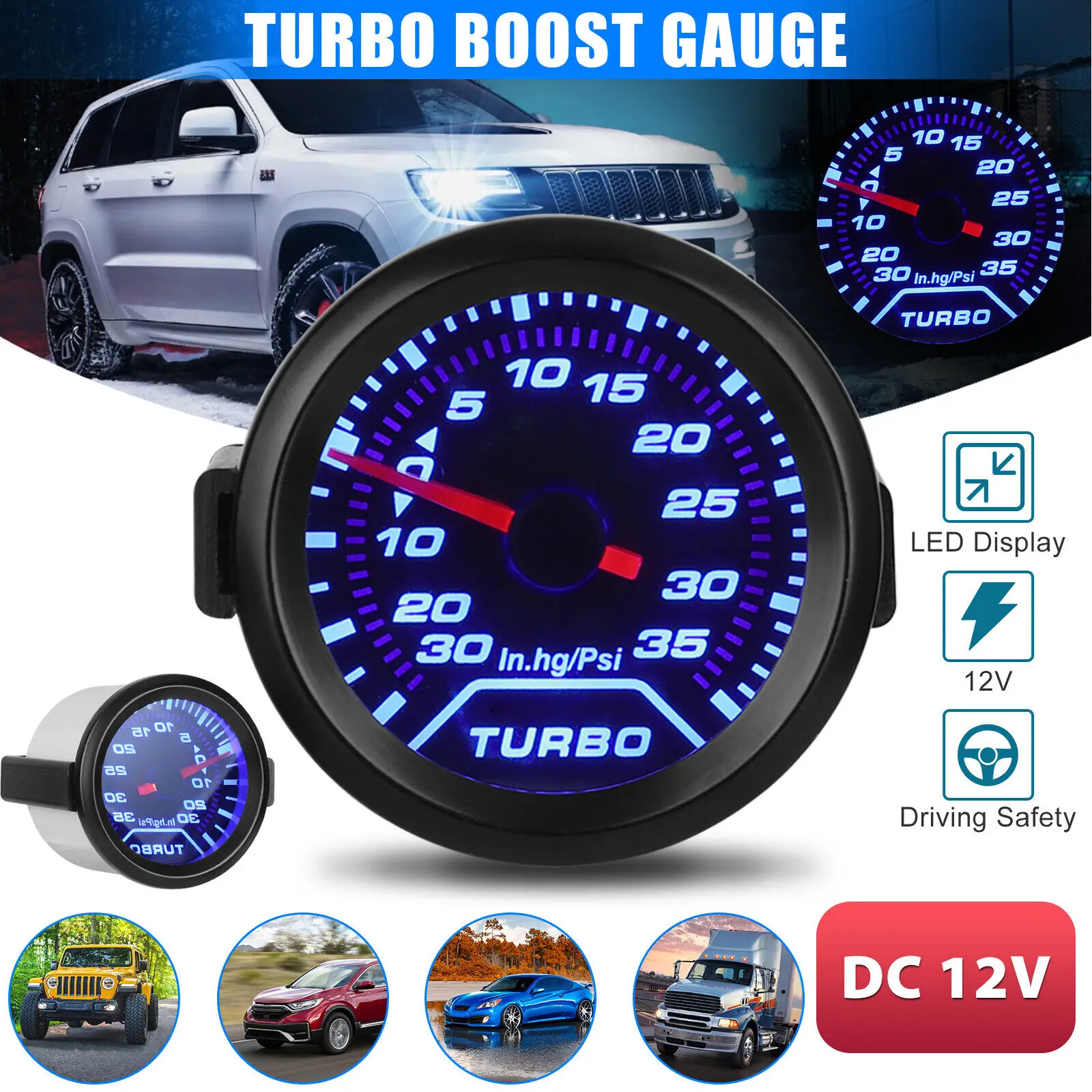 Universal 2" 52mm Car LED Boost Gauge Pressure Turbo Meter Smoked Face 0-35 PSI
Universal 2" 52mm Car LED Boost Gauge Pressure Turbo Meter Smoked Face 0-35 PSI