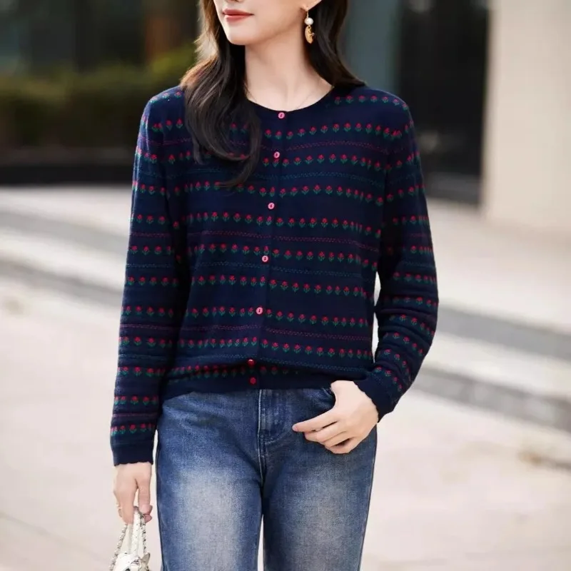 Jacket Retro Fashion Knitted Round Neck Cardigan Sweater Top
Jacket Retro Fashion Knitted Round Neck Cardigan Sweater Top