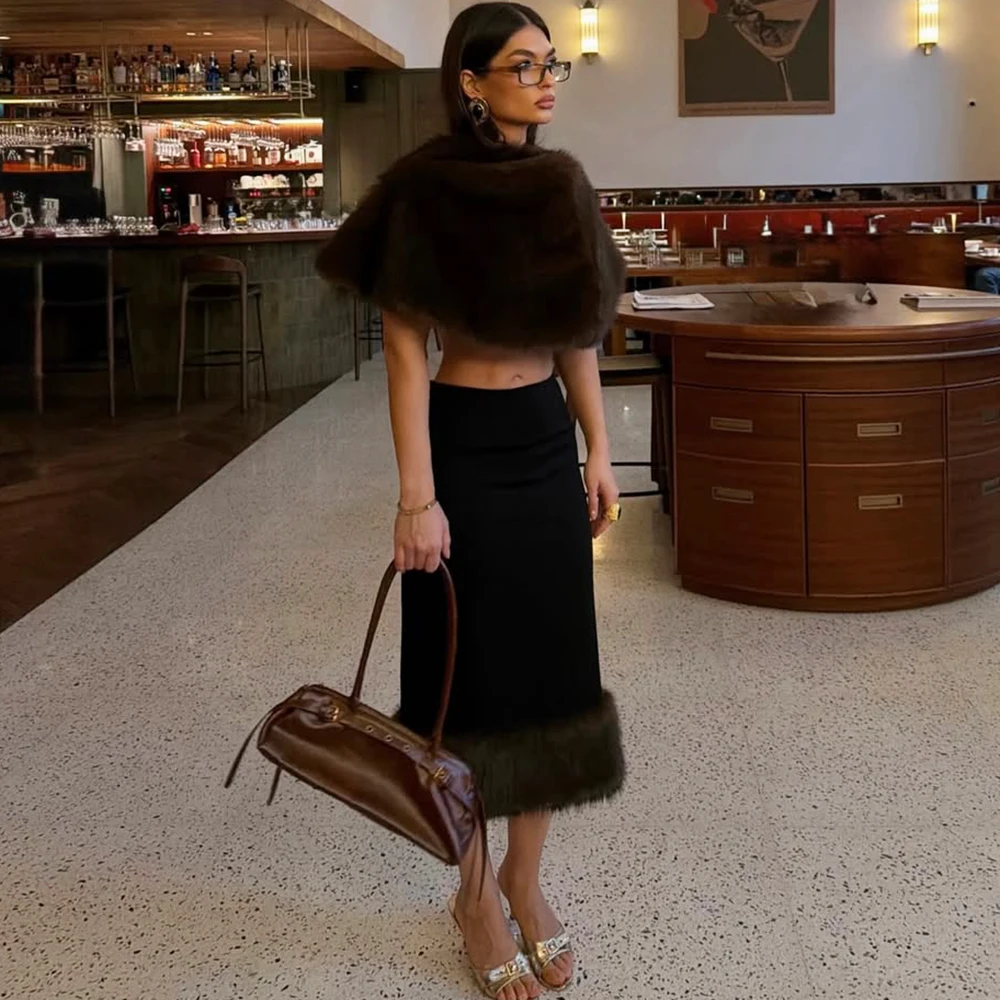 Ticketsx Women Elegant Shawl Skirt 2-Piece Set Fashion Fall Winter Plush Patchwork Skirt Set Vintage Streetwear Female Dress Set
Ticketsx Women Elegant Shawl Skirt 2-Piece Set Fashion Fall Winter Plush Patchwork Skirt Set Vintage Streetwear Female Dress Set