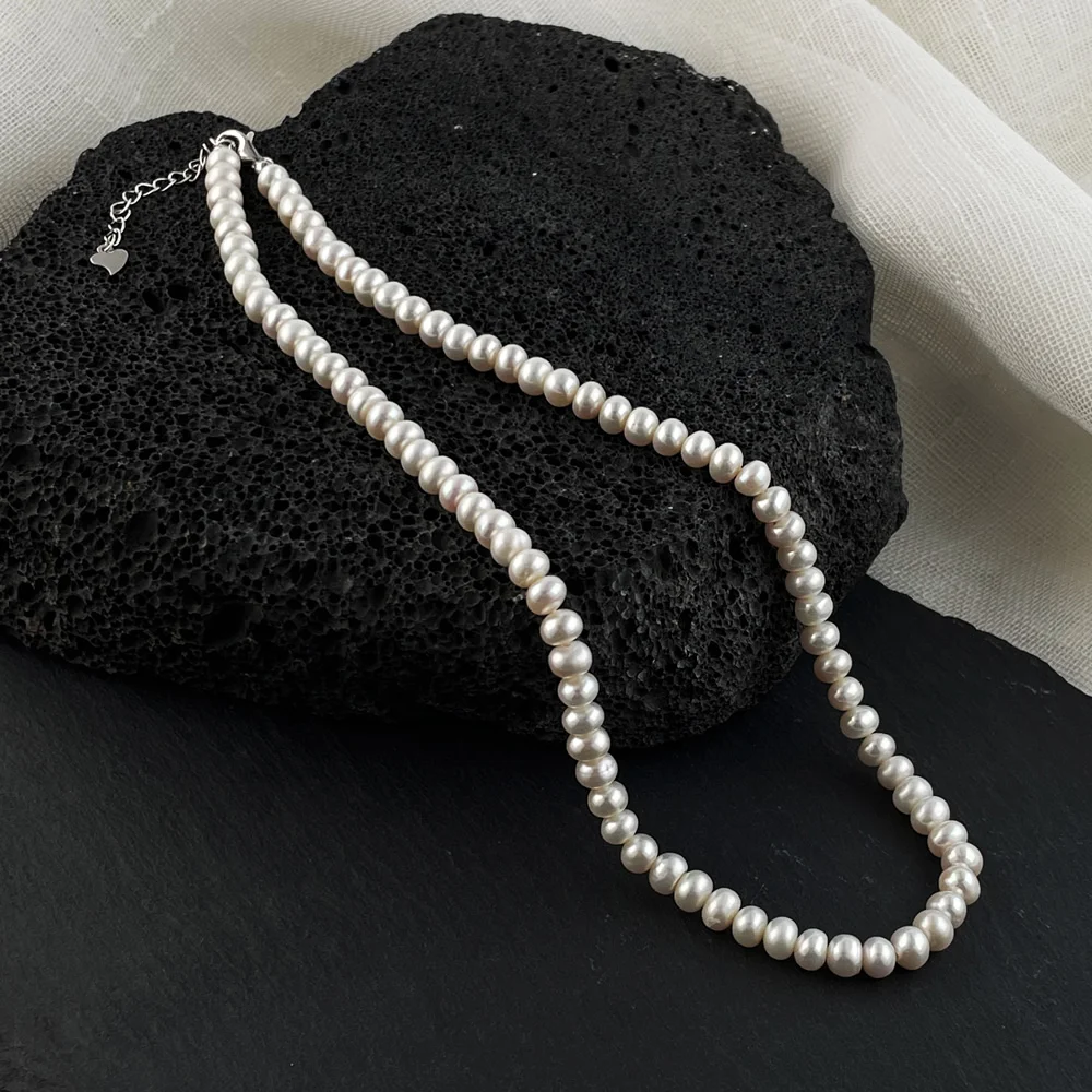 Natural Freshwater Pearl Necklace Wedding Jewelry 925 Sterling Silver Clasp Charm 5mm Small Button Potato Pearl Strand Choker
Natural Freshwater Pearl Necklace Wedding Jewelry 925 Sterling Silver Clasp Charm 5mm Small Button Potato Pearl Strand Choker