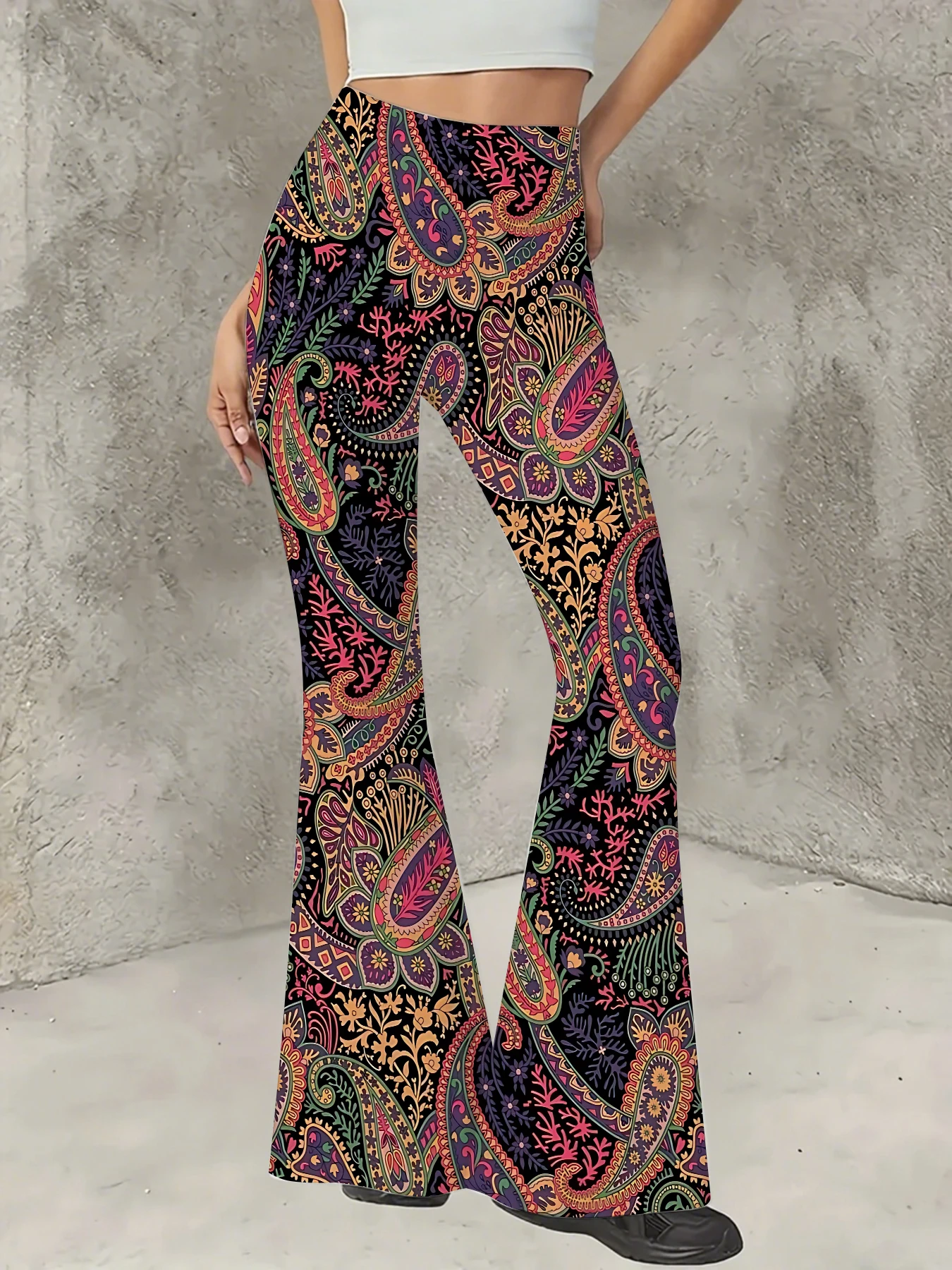 Y2K Graphic Print Flare Pants Women High Waist Knit Bell Bottom Trousers
Y2K Graphic Print Flare Pants Women High Waist Knit Bell Bottom Trousers