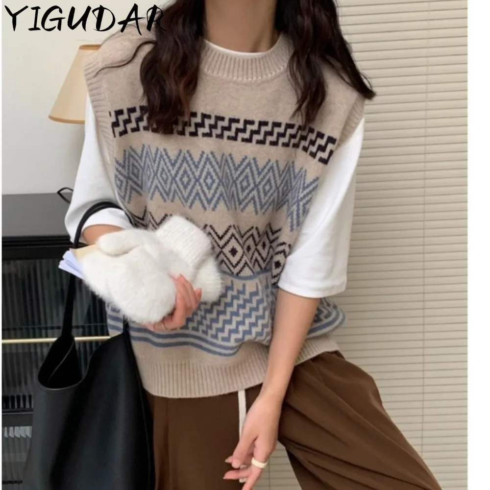 Vintage Knitted Sleeveless Sweater Vest Spring Autumn Fashion Women Clothing New Loose round neck Korean Casual Pullovers
Vintage Knitted Sleeveless Sweater Vest Spring Autumn Fashion Women Clothing New Loose round neck Korean Casual Pullovers
