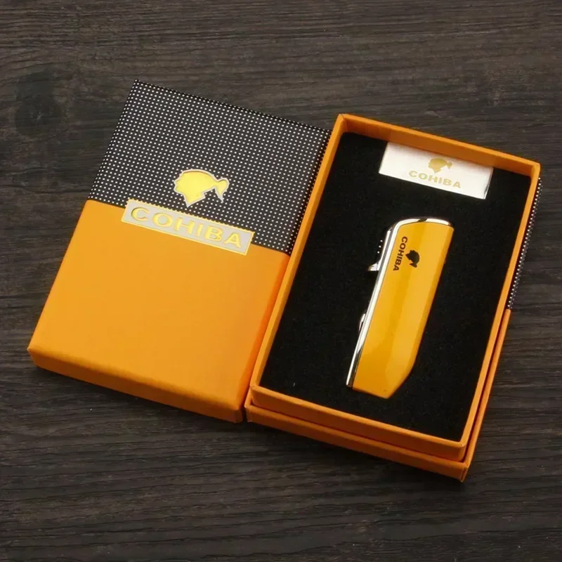 Cohiba lighter windproof three-fire fierce fire cigar lighter bottom with cigar drill function two-in-one gift box
Cohiba lighter windproof three-fire fierce fire cigar lighter bottom with cigar drill function two-in-one gift box