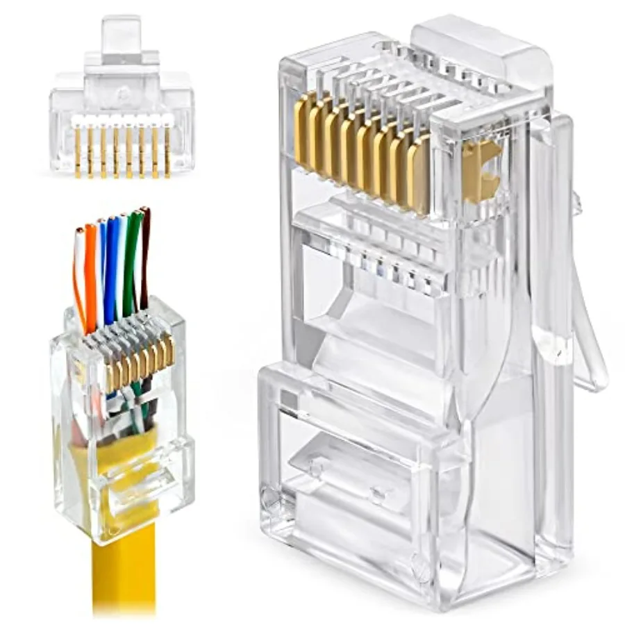 RJ45 Cat5 Pass Through Connectors Pack of 200 EZ Crimp Connector UTP Network Unshielded Plug for Twisted Pair Solid Wire and St
RJ45 Cat5 Pass Through Connectors Pack of 200 EZ Crimp Connector UTP Network Unshielded Plug for Twisted Pair Solid Wire and St