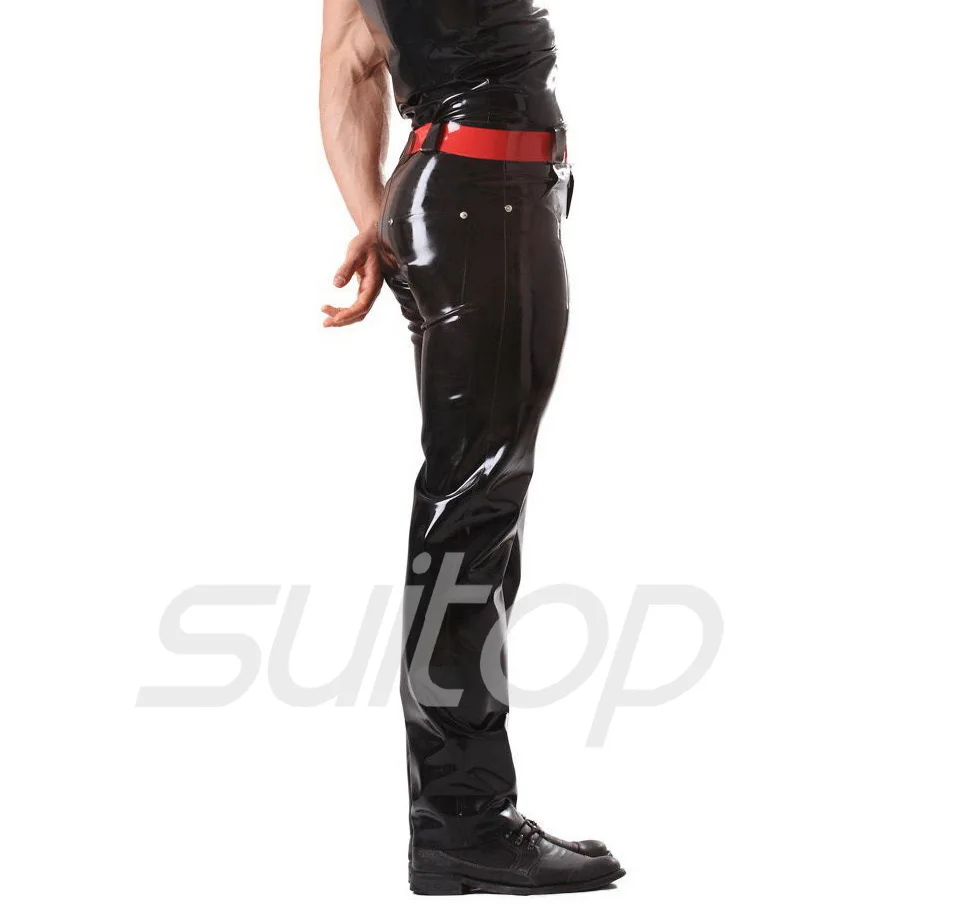 Suitop 0.4mm latex rubber glued leggings with front zip pants trousers with belt jeans
Suitop 0.4mm latex rubber glued leggings with front zip pants trousers with belt jeans