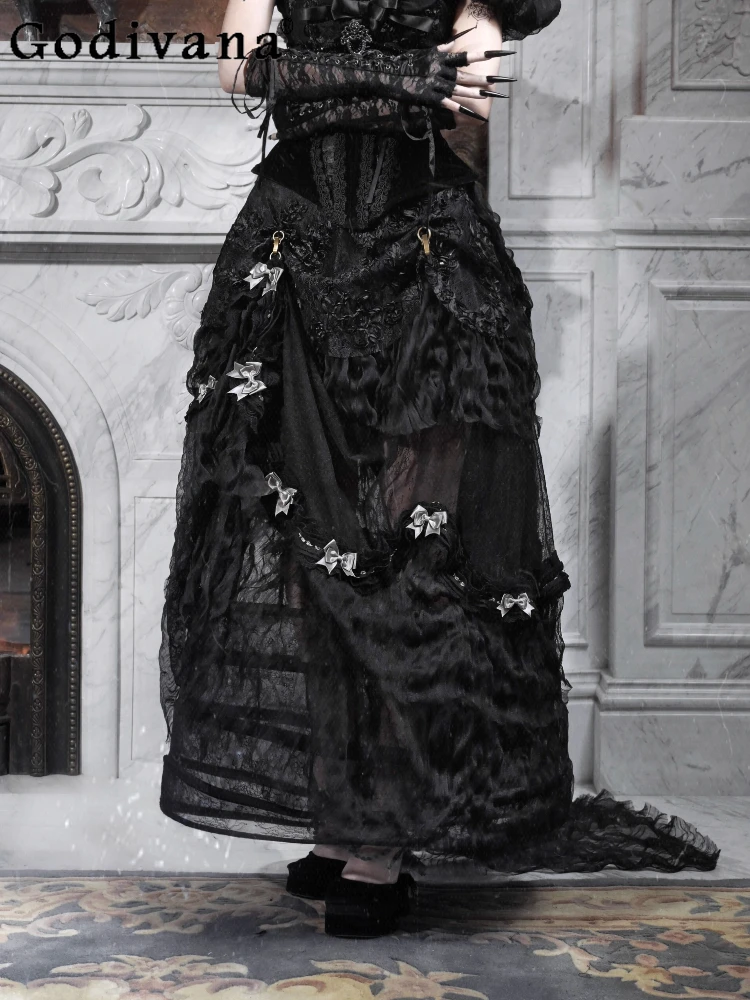 Halloween Cos Black Gothic Long Tail Skirts Autumn New Women's French Elegant Retro Court Style Sweet Skirt Fishbone Corset Set
Halloween Cos Black Gothic Long Tail Skirts Autumn New Women's French Elegant Retro Court Style Sweet Skirt Fishbone Corset Set